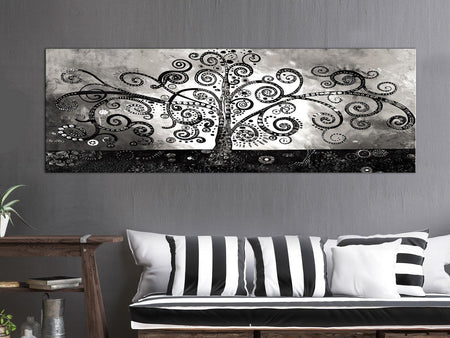 Abstract Canvas Wall Art - Modern Tree Of Life Grey