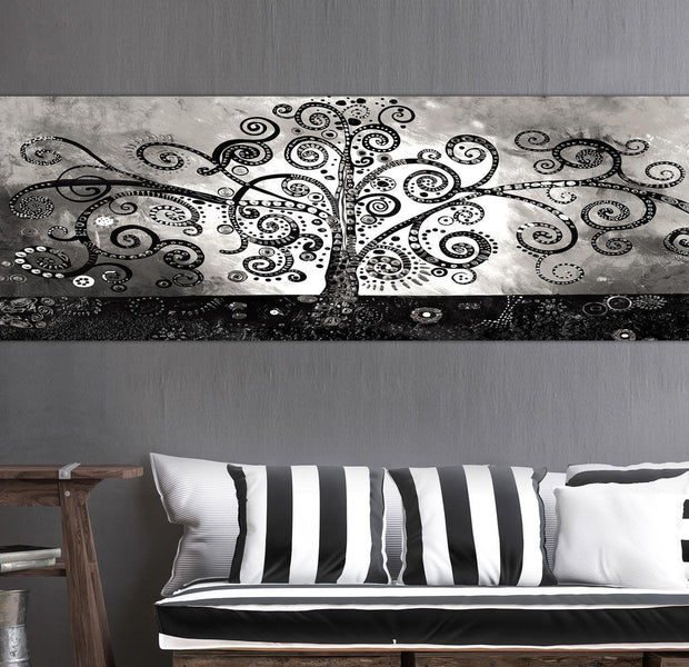 Abstract Canvas Wall Art - Modern Tree Of Life Grey