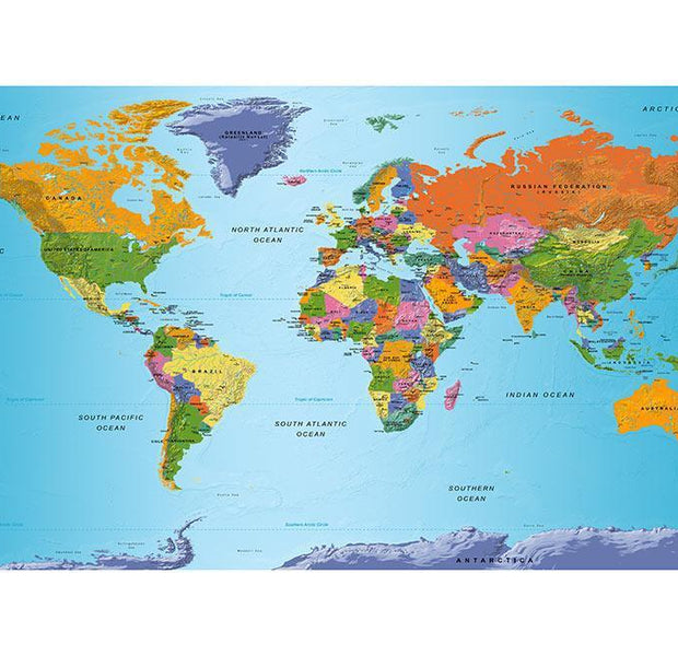 XXL wall mural - World Map: Colourful Geography II