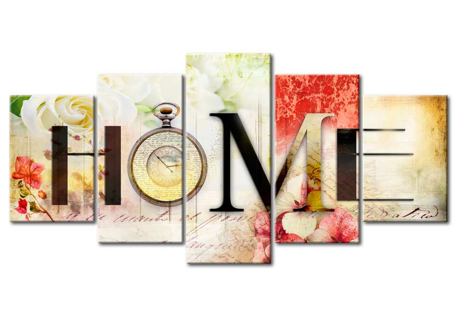 Vintage Canvas Wall Art - Time At Home - 5 Pieces