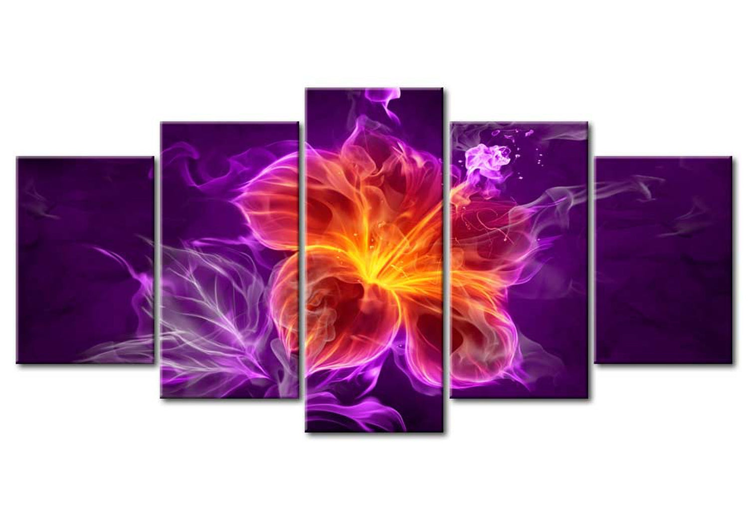 Glam Canvas Wall Art - Modern Flower Purple - 5 Pieces