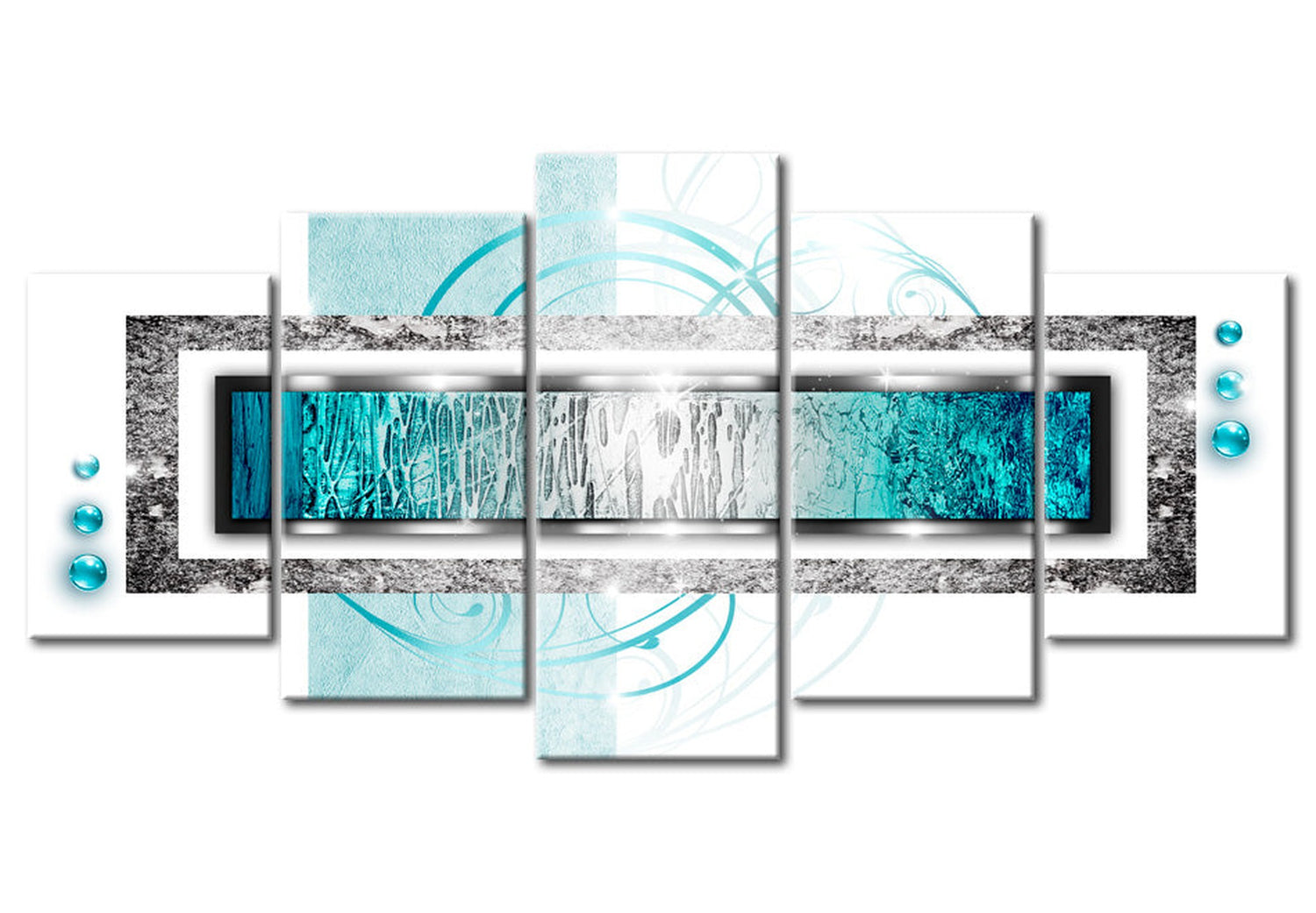 Glam Canvas Wall Art - Turquoise Blizzard - 5 Pieces