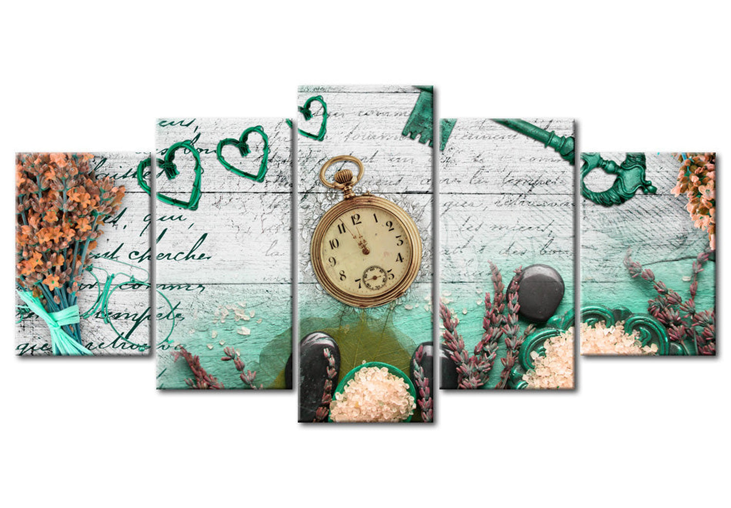 Vintage Canvas Wall Art - Clock Is Ticking - 5 Pieces