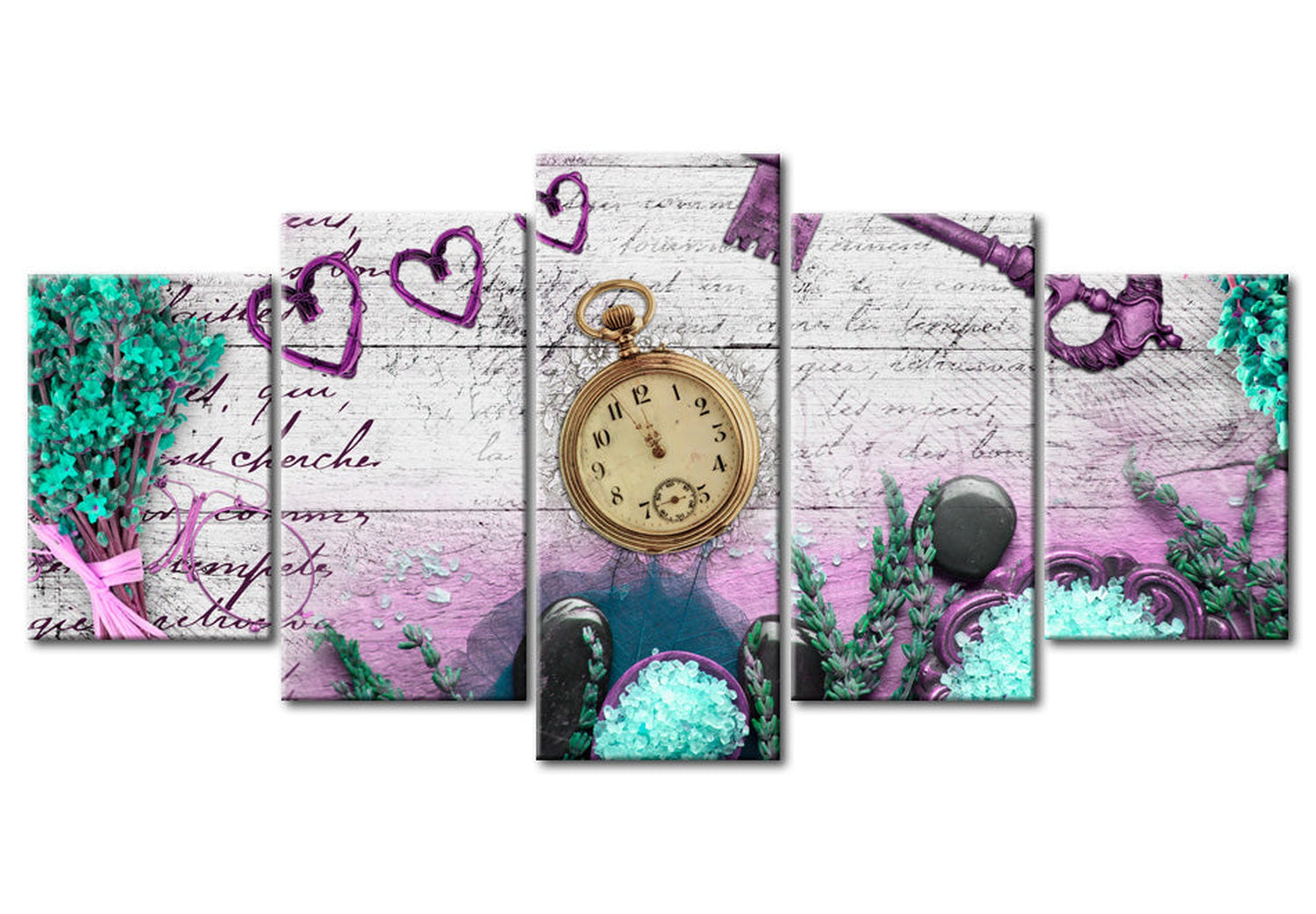 Vintage Canvas Wall Art - Old Love Watch - 5 Pieces