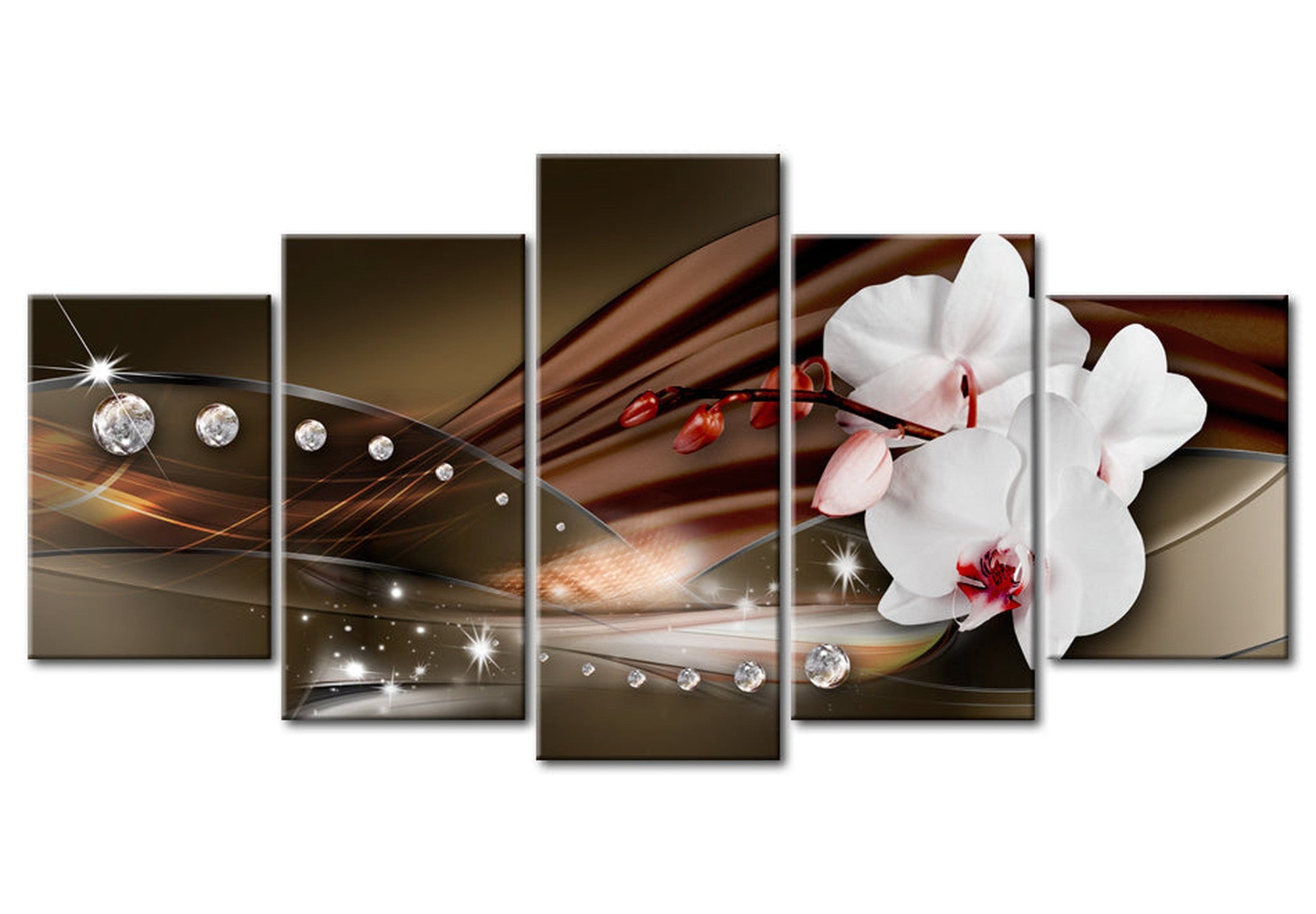 Glam Canvas Wall Art - Brown Diamond Glimmer - 5 Pieces