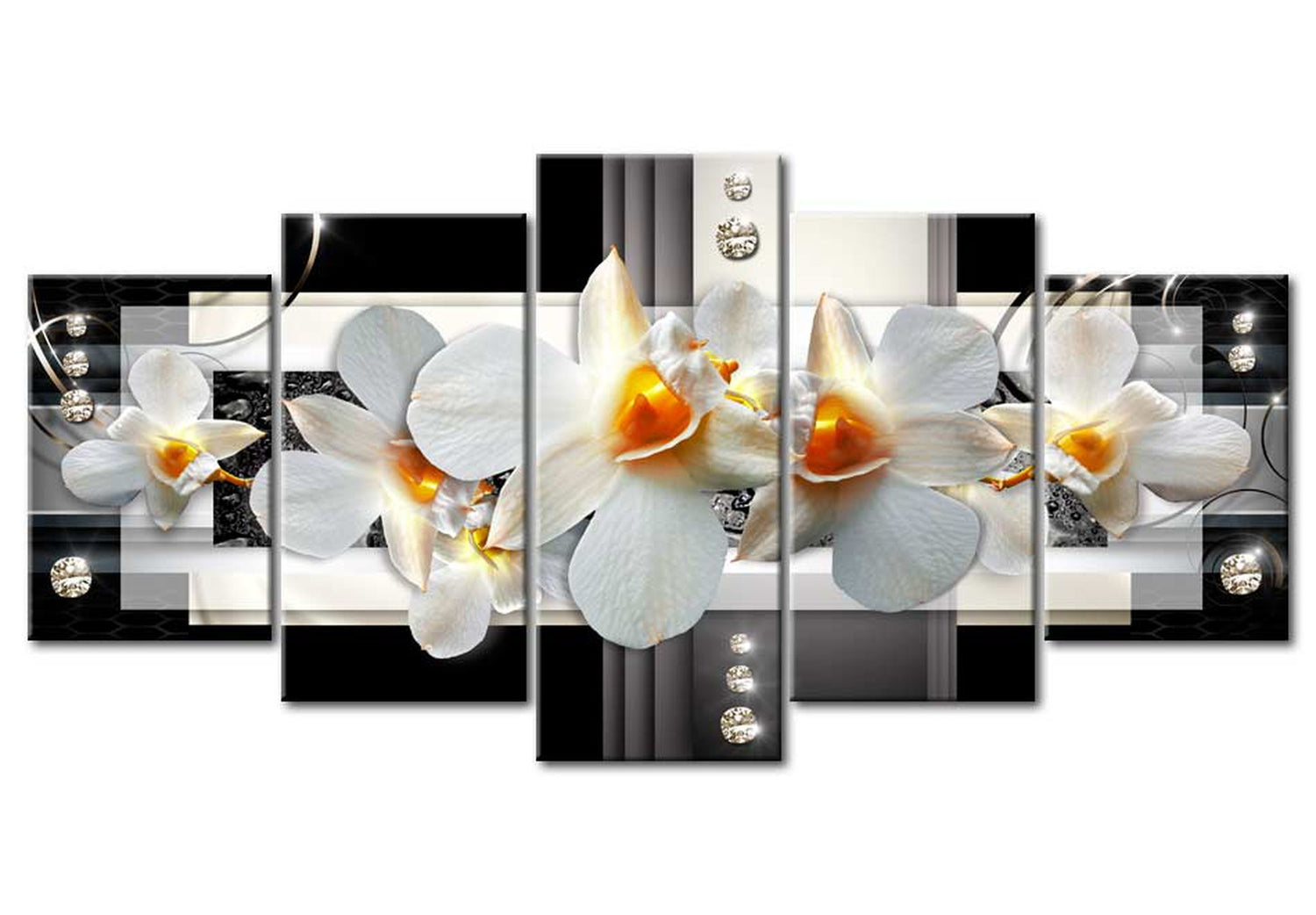 Glam Canvas Wall Art - Sunny Orchids - 5 Pieces