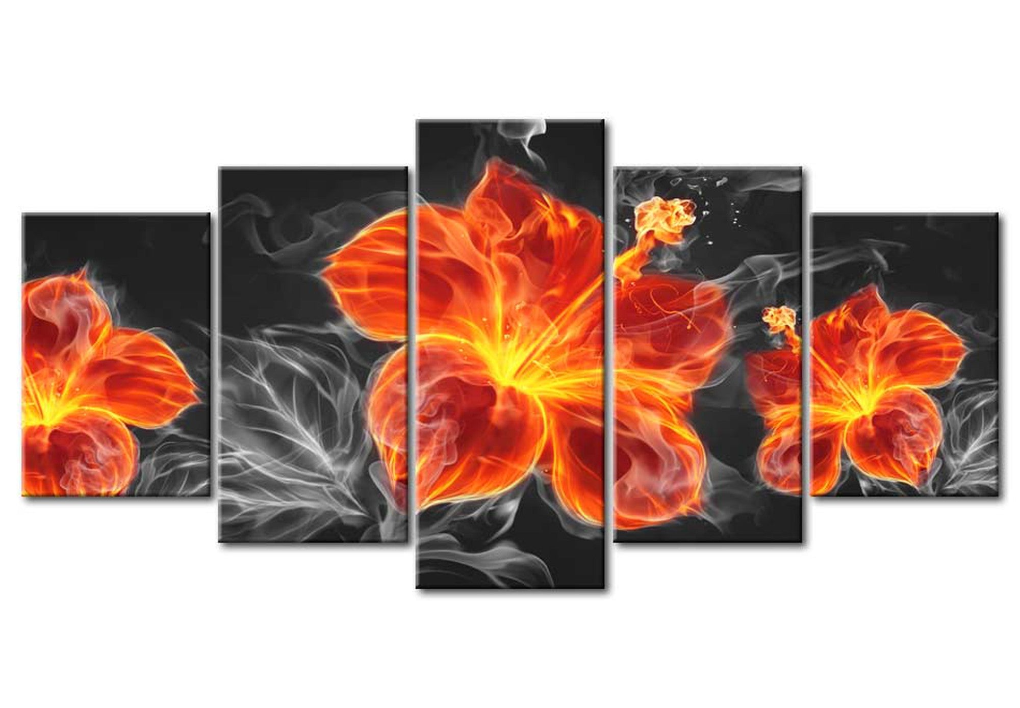 Glam Canvas Wall Art - Modern Lilies Black - 5 Pieces