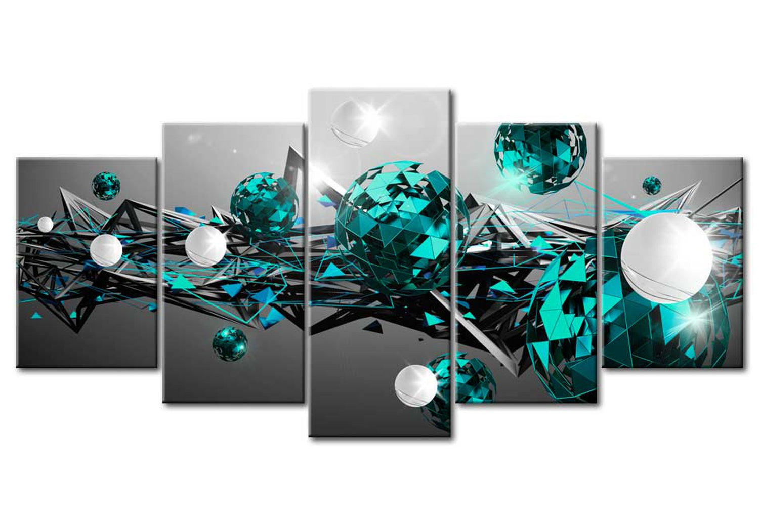 Glam Canvas Wall Art - Turquoise Solar System - 5 Pieces