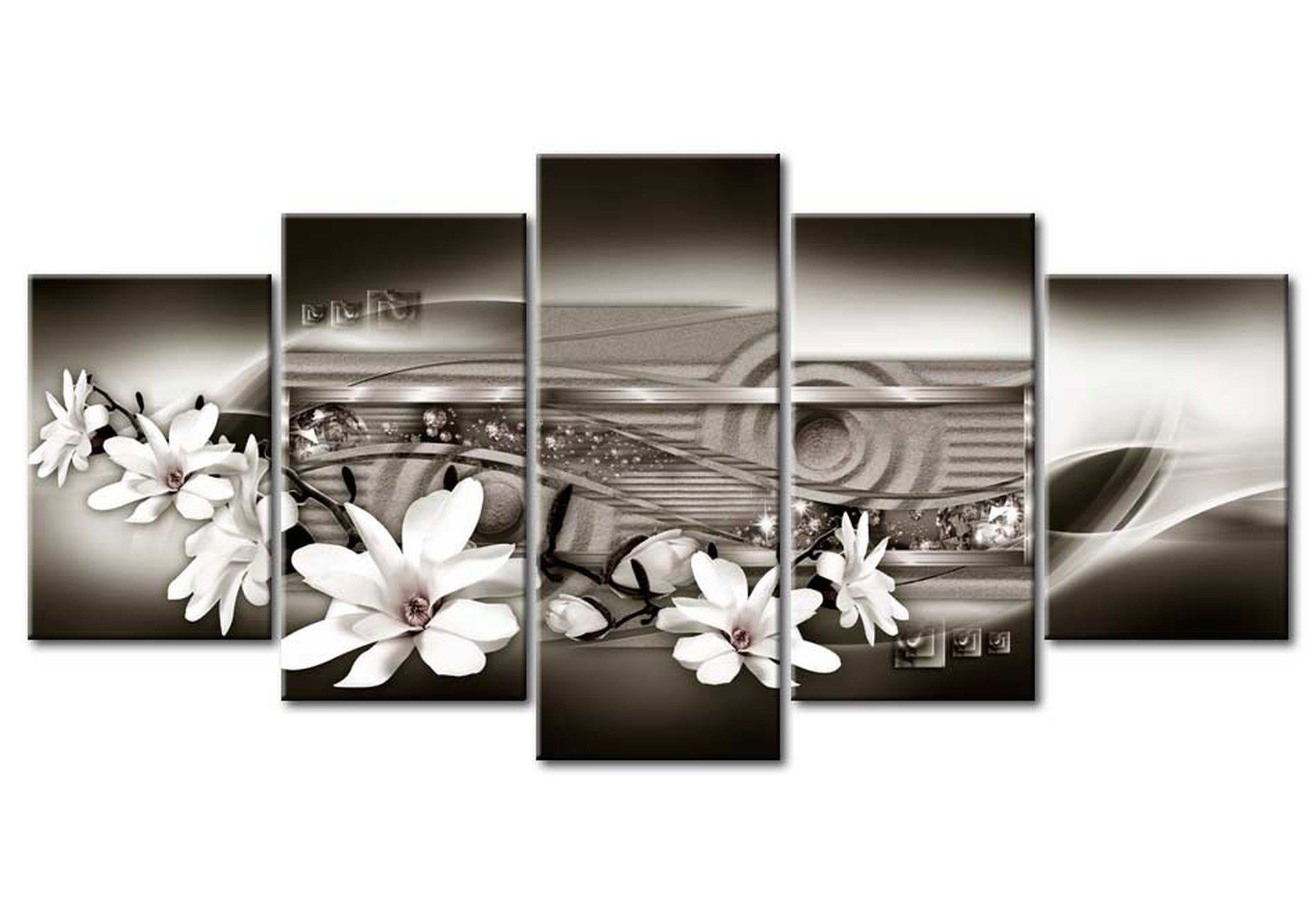 Glam Canvas Wall Art - Dazzling Flowers - 5 Pieces