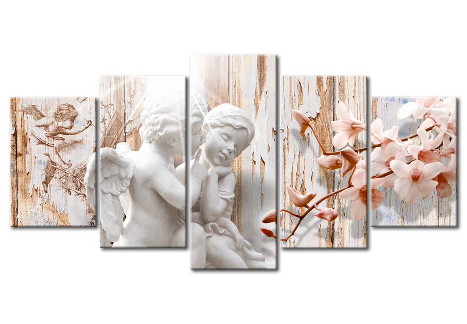 Vintage Canvas Wall Art - Loving Angels - 5 Pieces