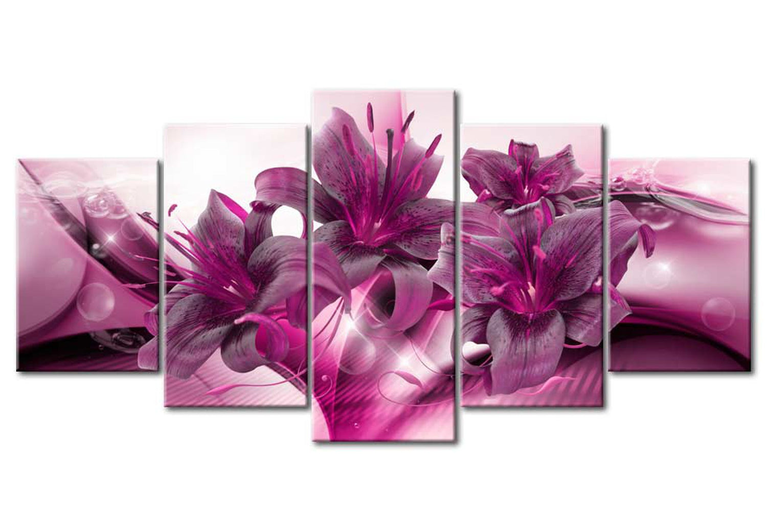 Glam Canvas Wall Art - Royal Lilies - 5 Pieces