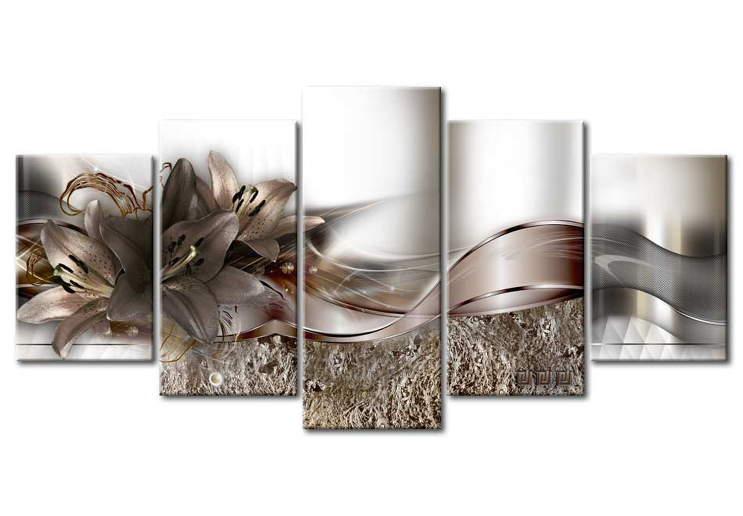 Glam Canvas Wall Art - Floral Alliance - 5 Pieces