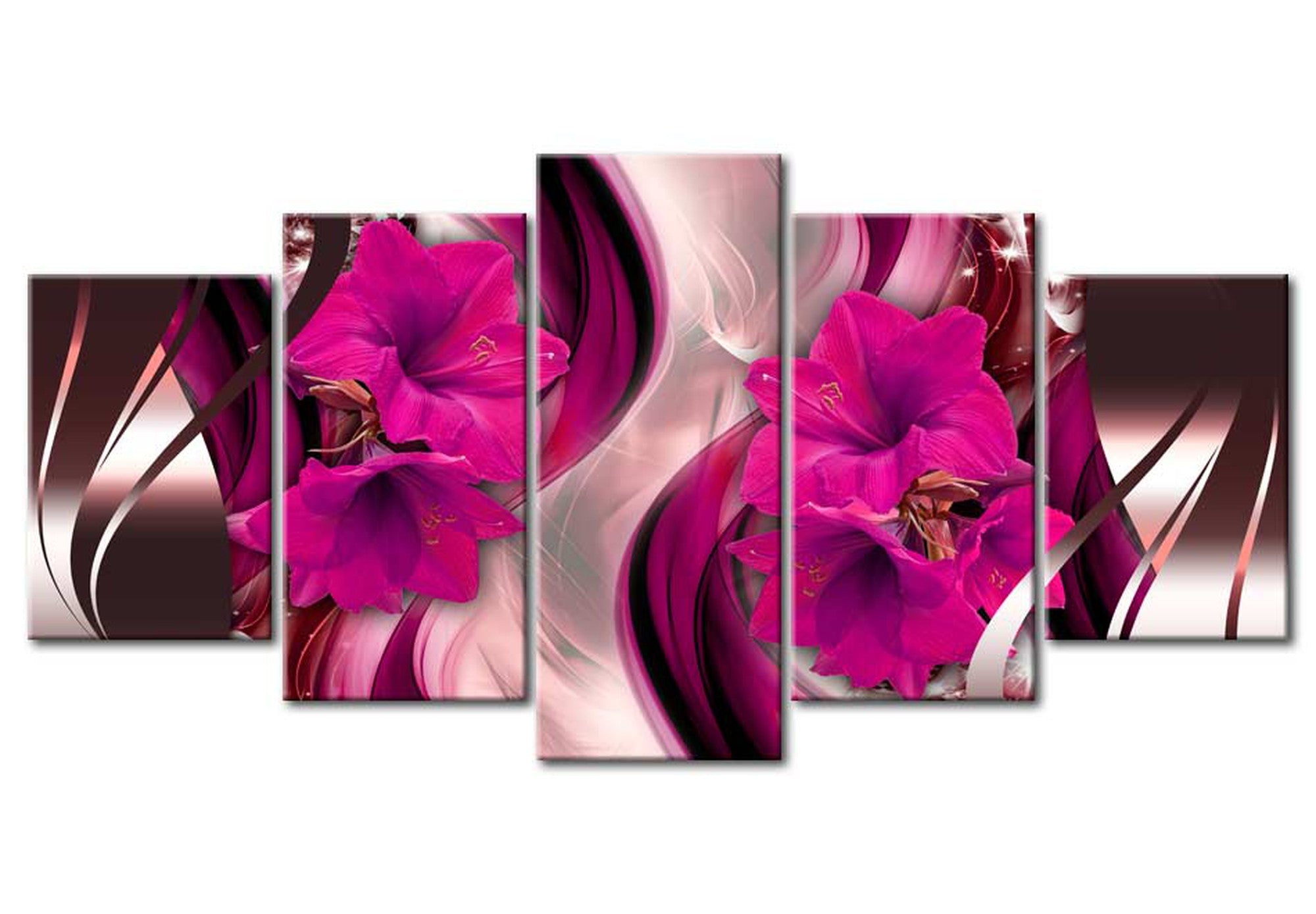 Glam Canvas Wall Art - Fuchsia Evening - 5 Pieces