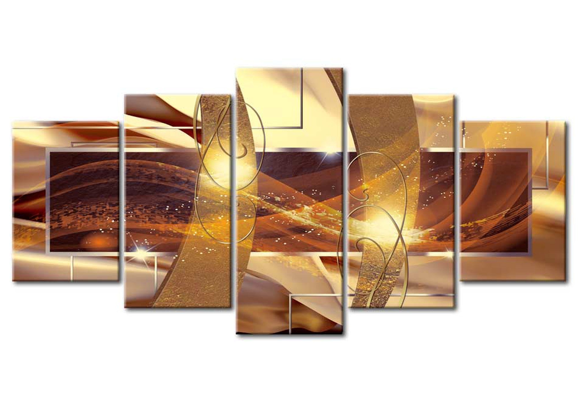 Glam Canvas Wall Art - Golden Grandeur - 5 Pieces