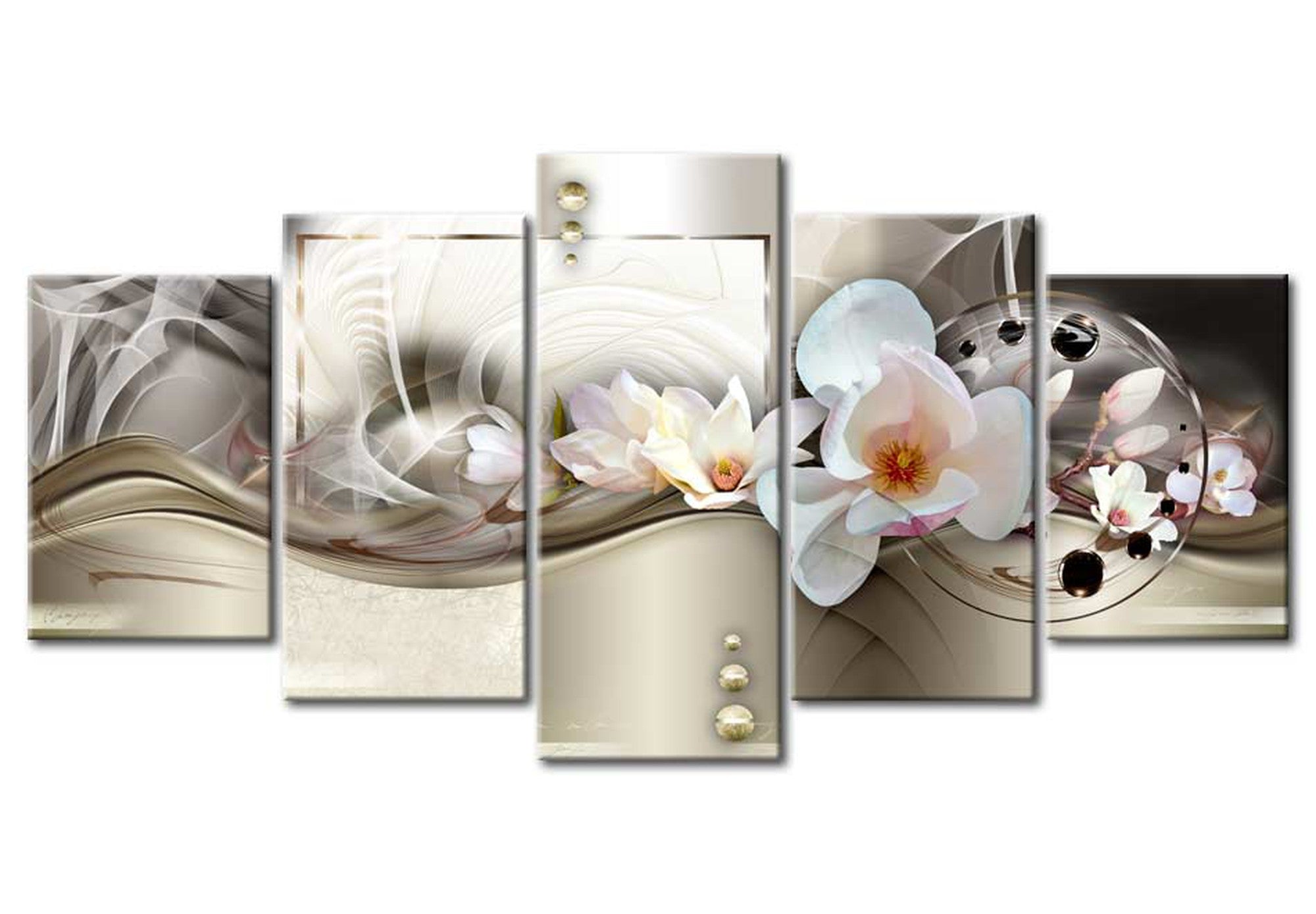 Glam Canvas Wall Art - Soft Golden Glow - 5 Pieces