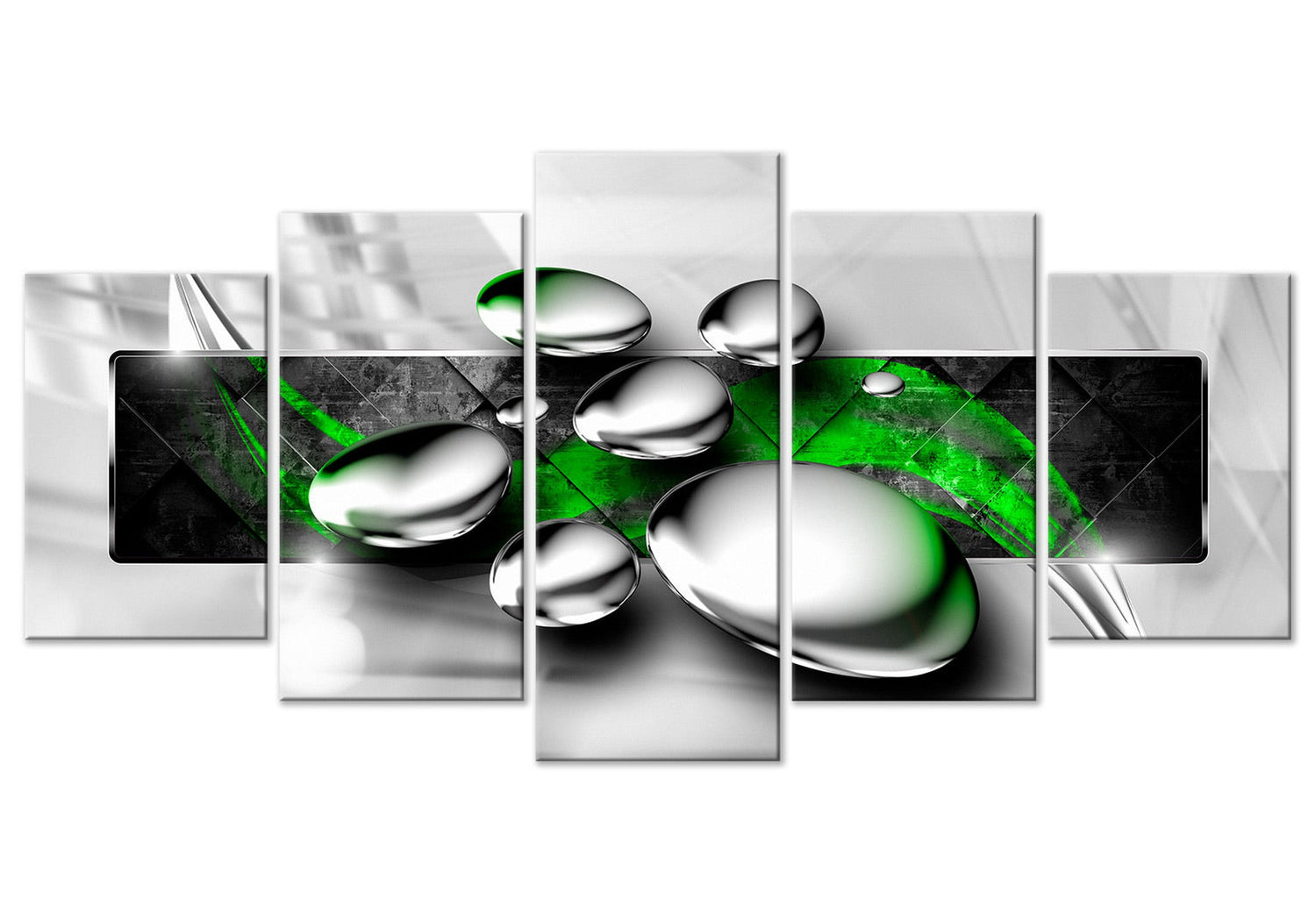 Glam Canvas Wall Art - Shiny Stones Green - 5 Pieces