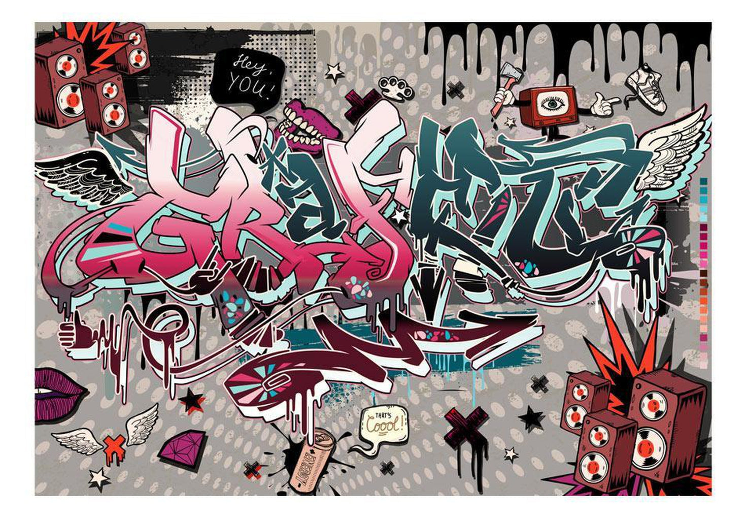 Wall mural - Graffiti: hey You!-TipTopHomeDecor
