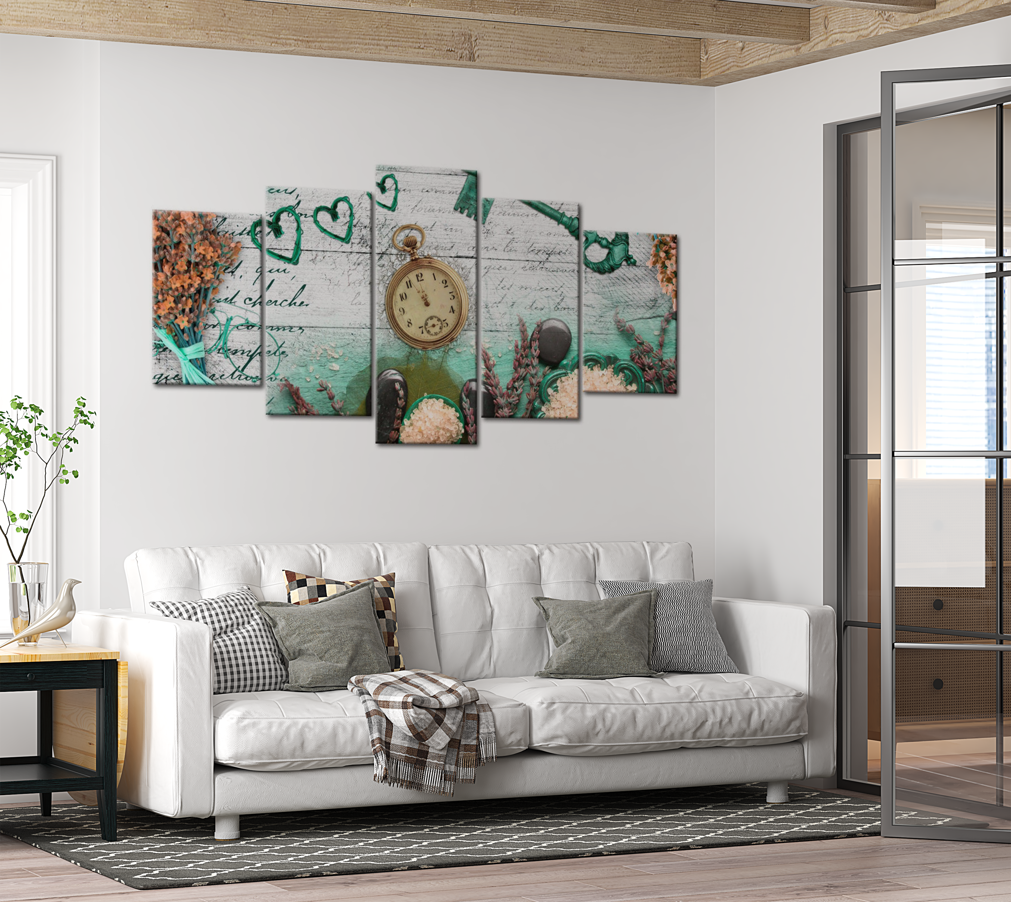 Vintage Canvas Wall Art - Clock Is Ticking - 5 Pieces