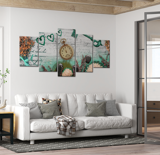 Vintage Canvas Wall Art - Clock Is Ticking - 5 Pieces