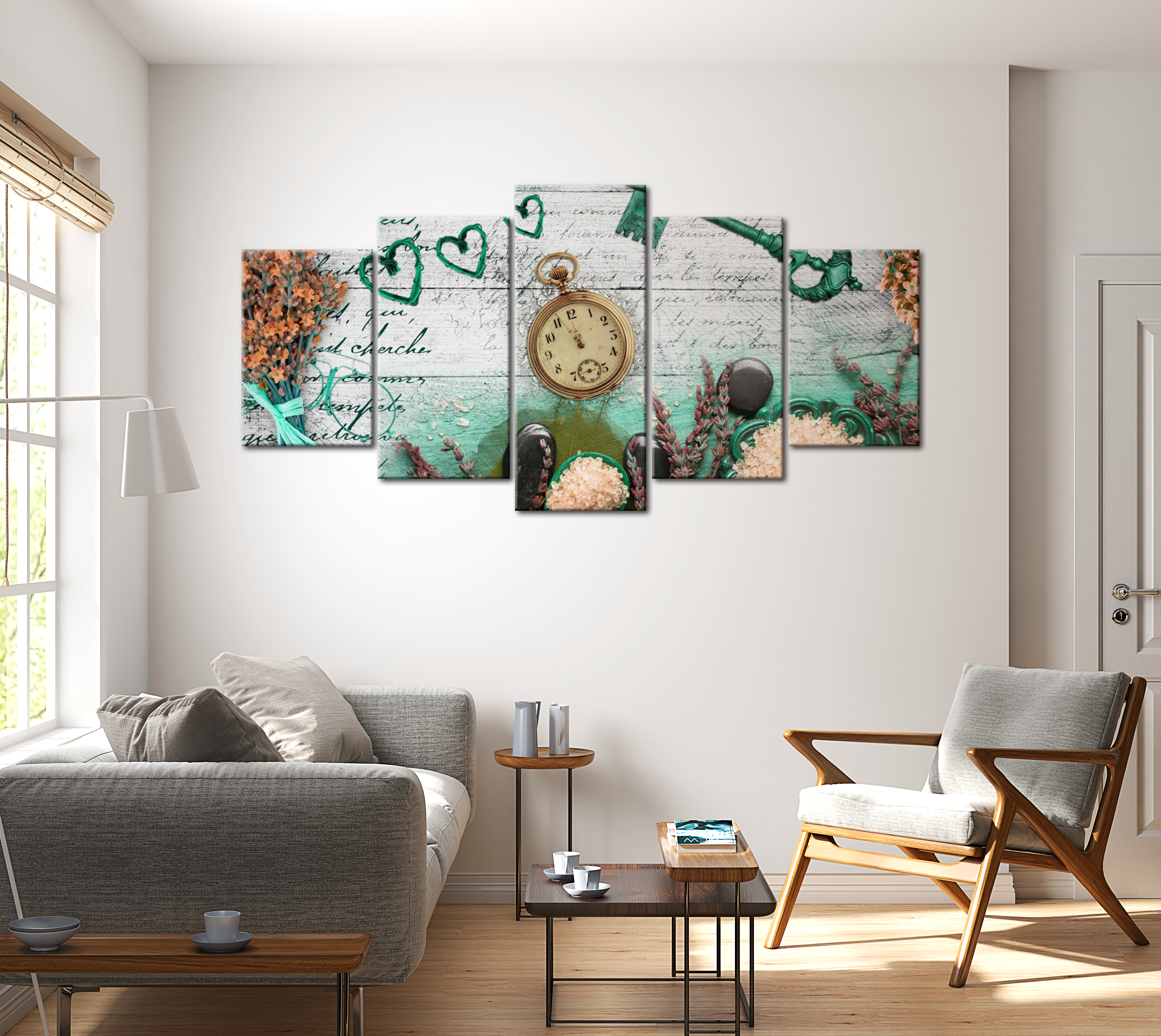Stretched Canvas Vintage Art - Emerald Composition 40"Wx20"H