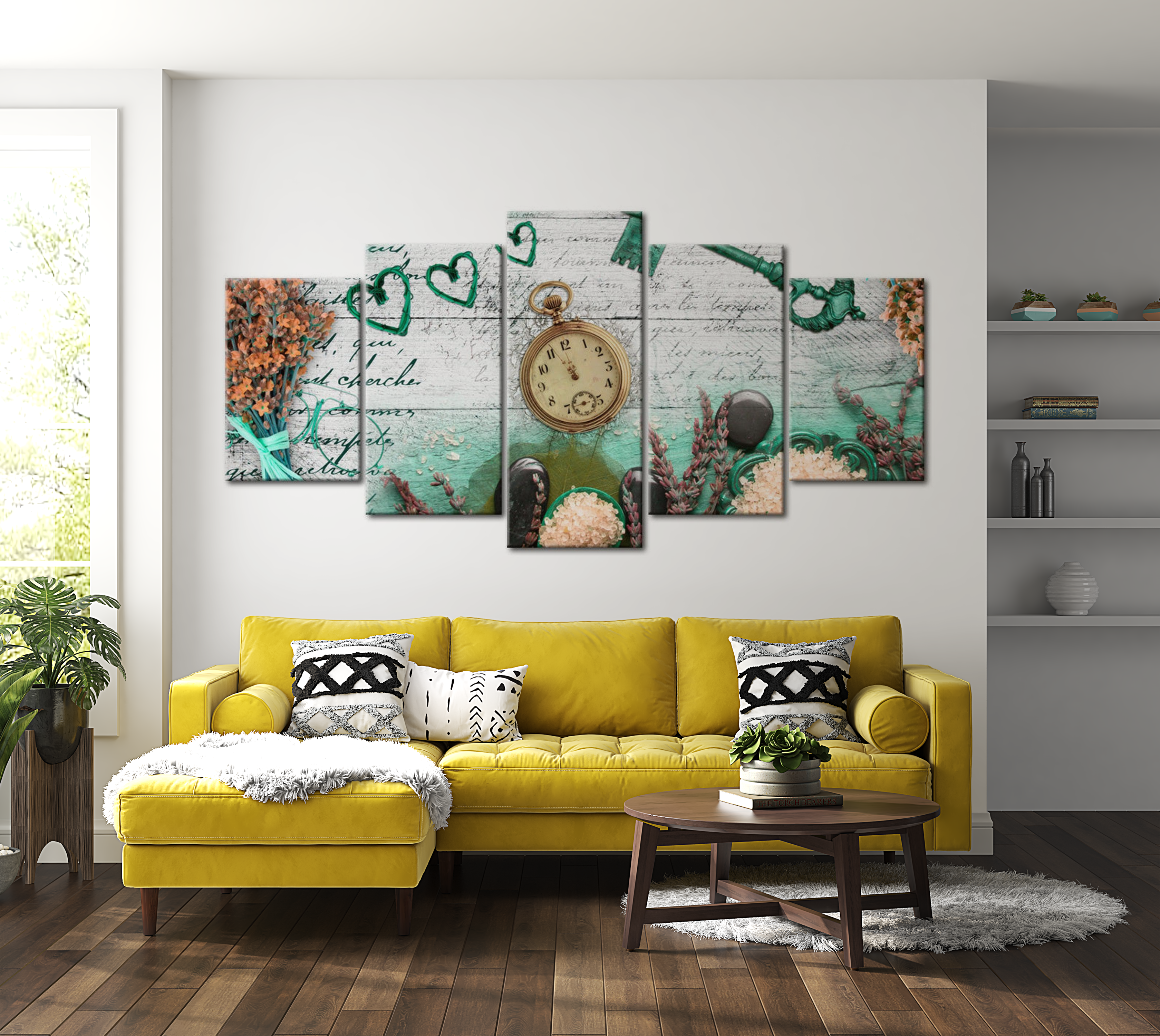 Stretched Canvas Vintage Art - Emerald Composition 40"Wx20"H