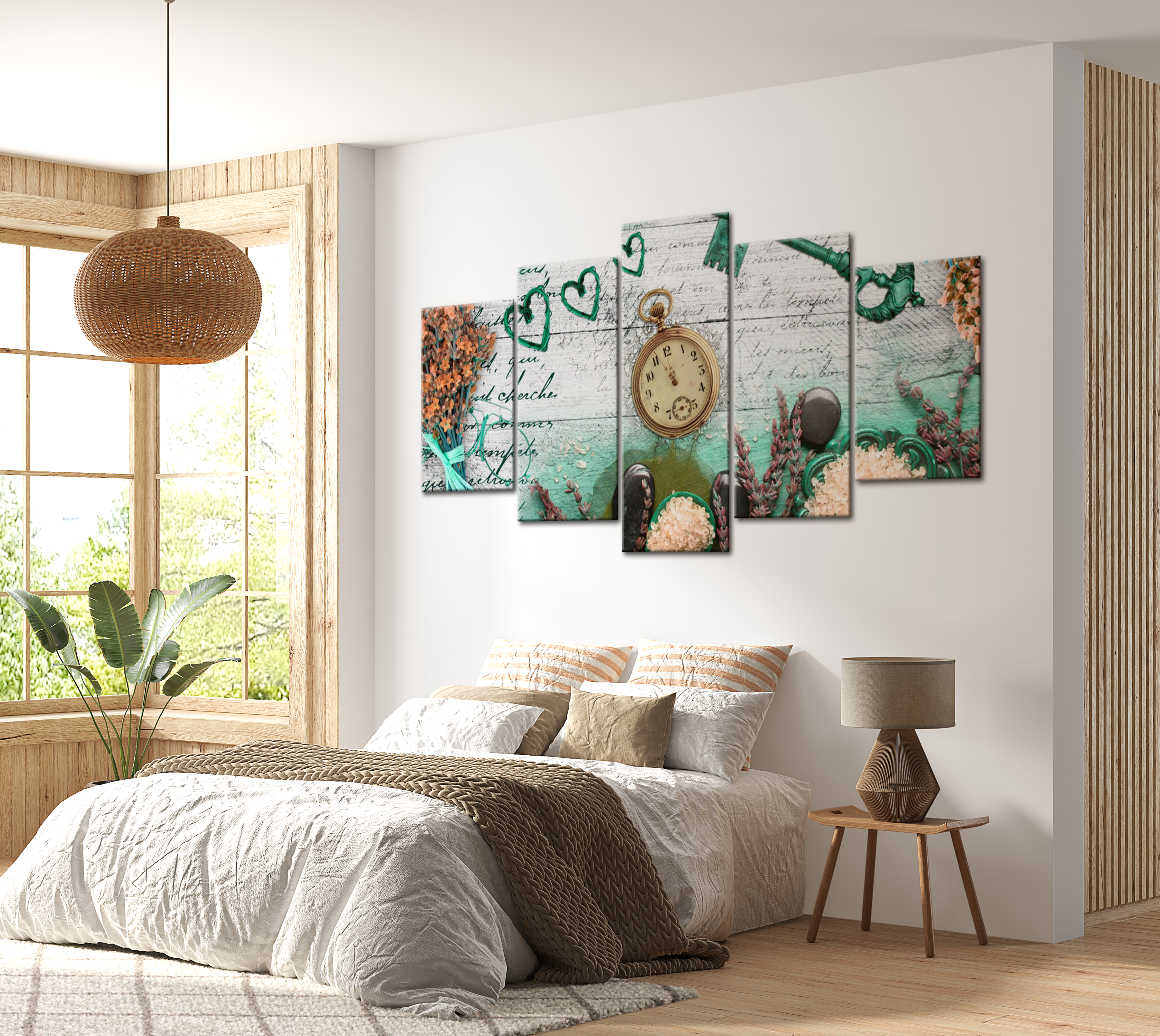 Stretched Canvas Vintage Art - Emerald Composition 40"Wx20"H