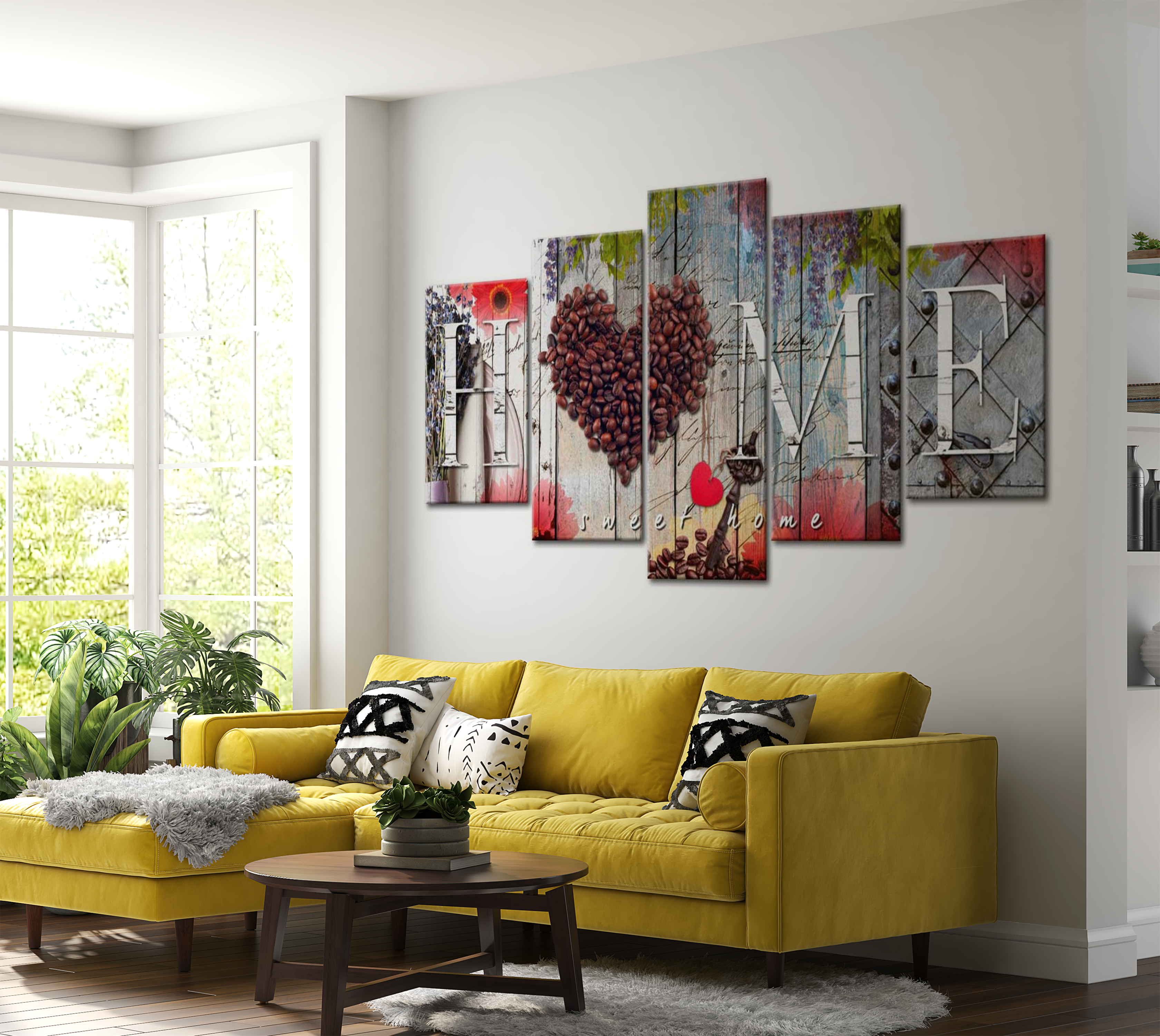 Stretched Canvas Vintage Art - Coffee Heart 40"Wx20"H