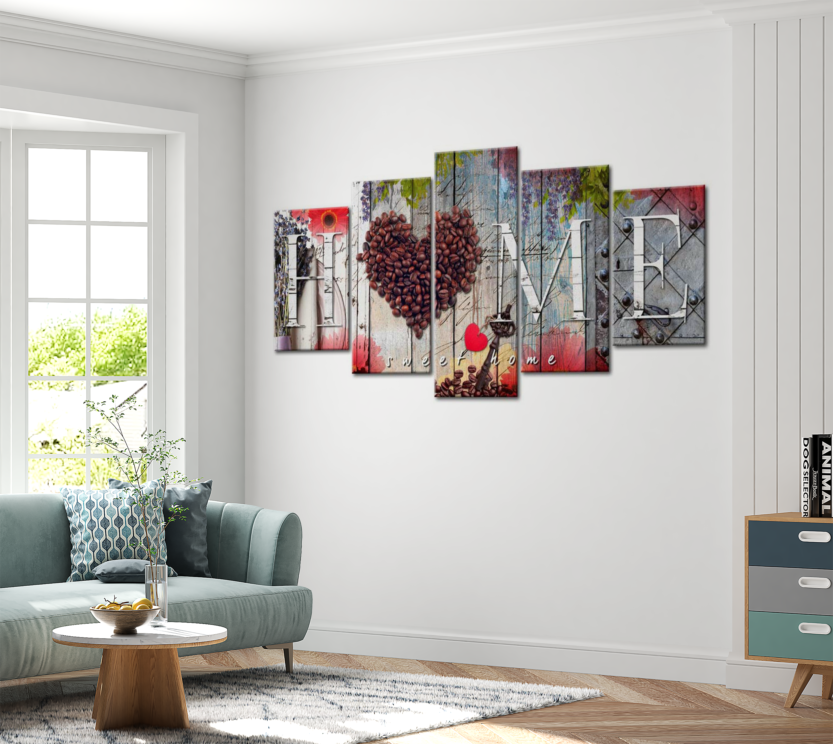 Stretched Canvas Vintage Art - Coffee Heart 40"Wx20"H