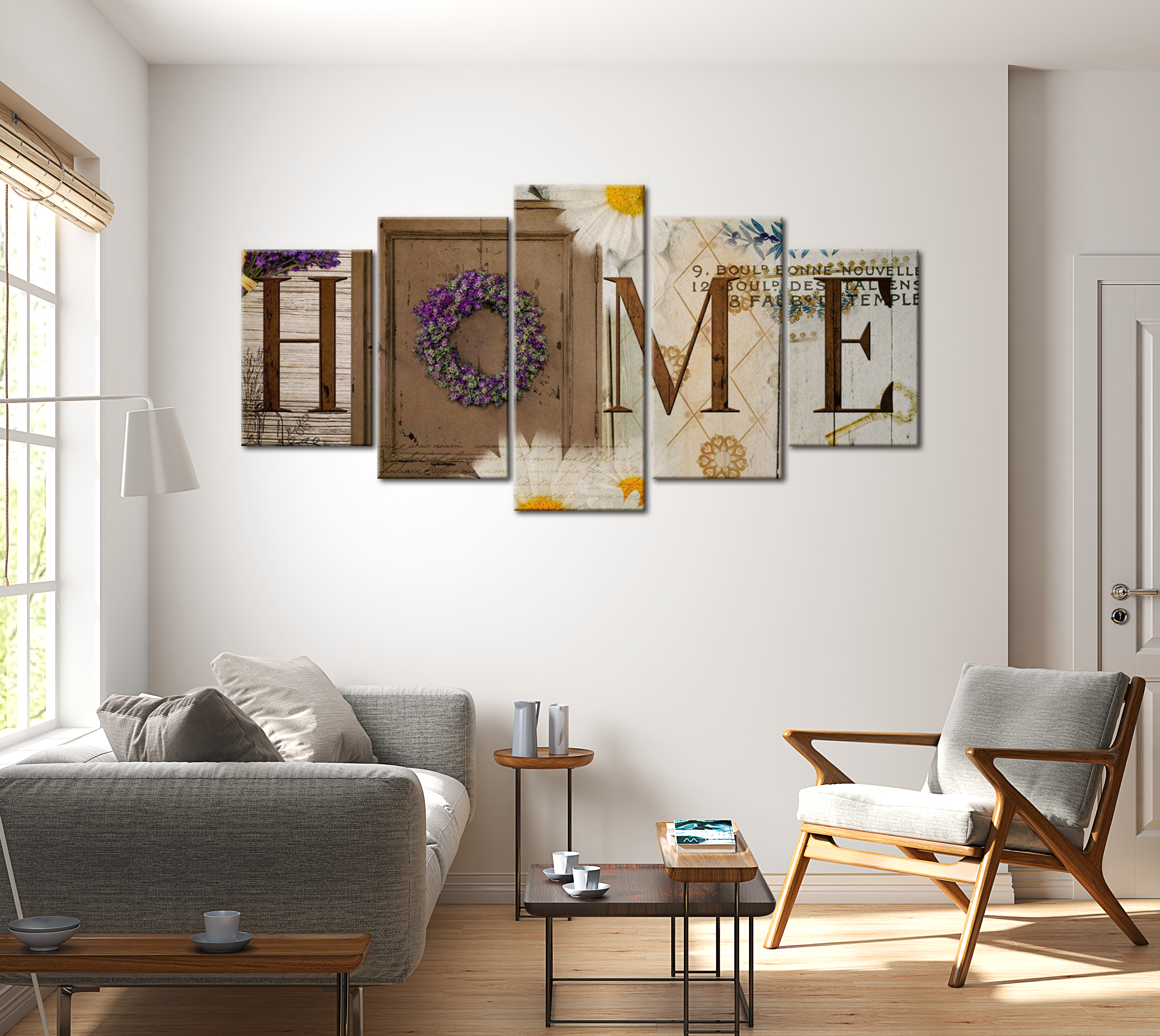 Stretched Canvas Vintage Art - Home Vintage Flowers 40"Wx20"H