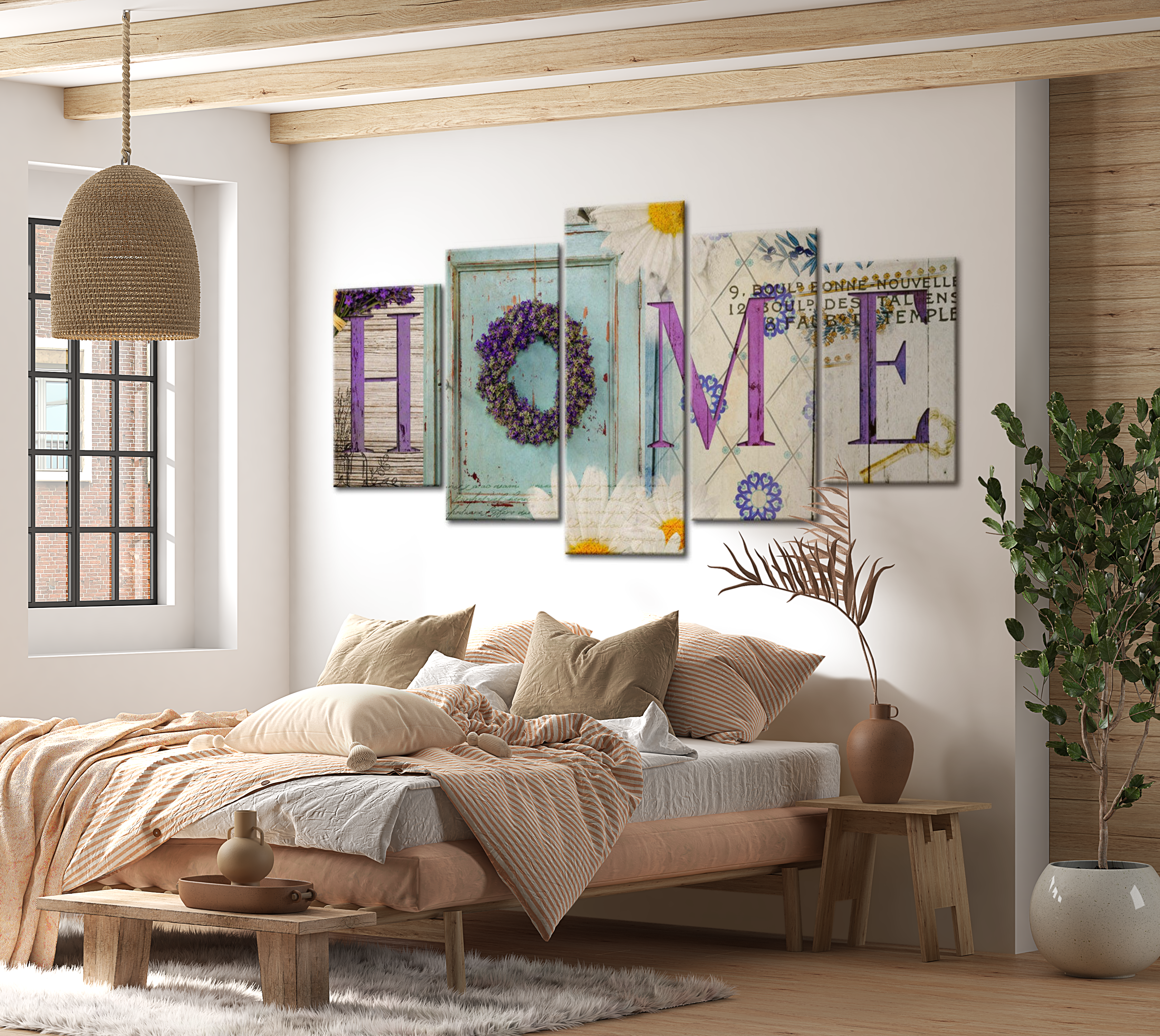 Stretched Canvas Vintage Art - Home In Pastels 40"Wx20"H