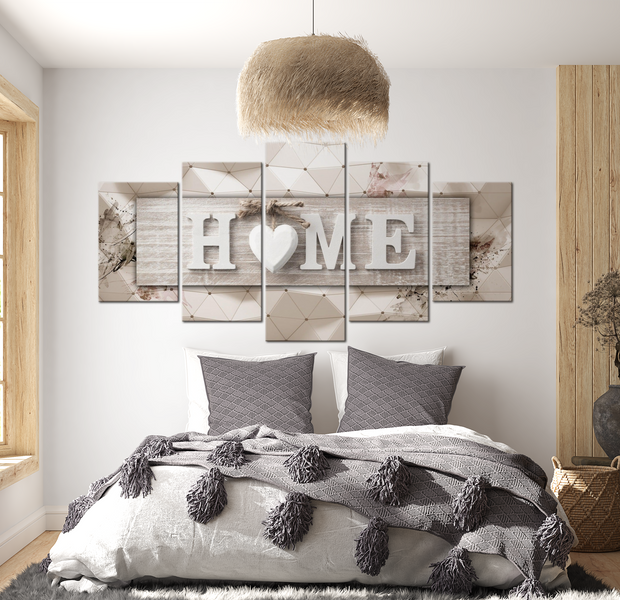 Vintage Canvas Wall Art - Home Geometry - 5 Pieces