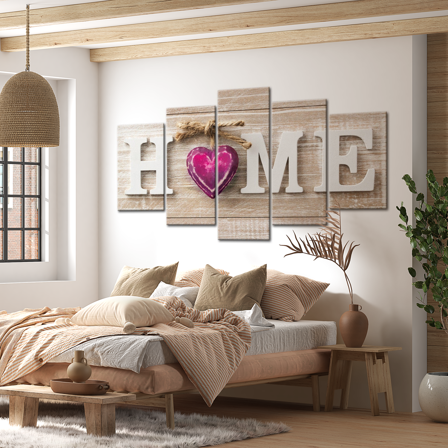 Stretched Canvas Vintage Art - Home: Pink Heart 40"Wx20"H