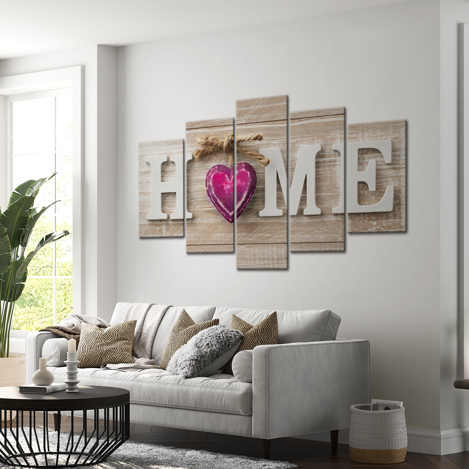 Stretched Canvas Vintage Art - Home: Pink Heart 40"Wx20"H