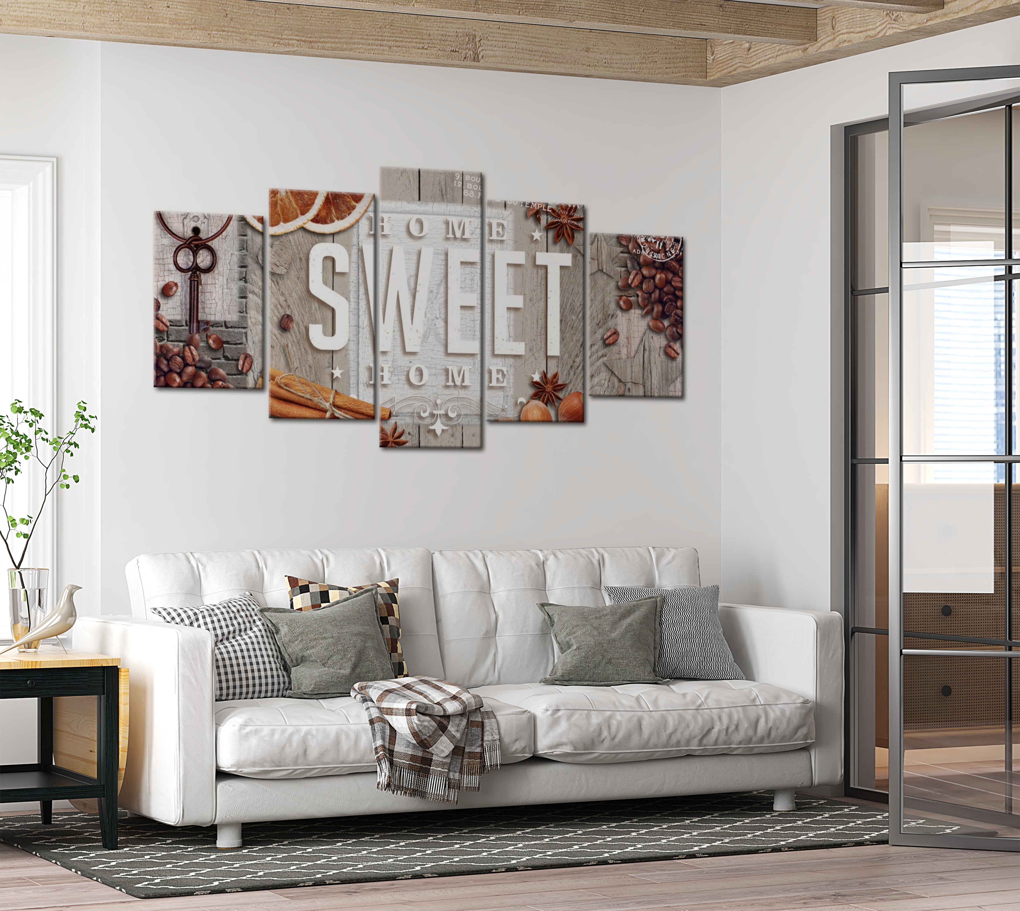 Vintage Canvas Wall Art - Home Sweet Home - 5 Pieces
