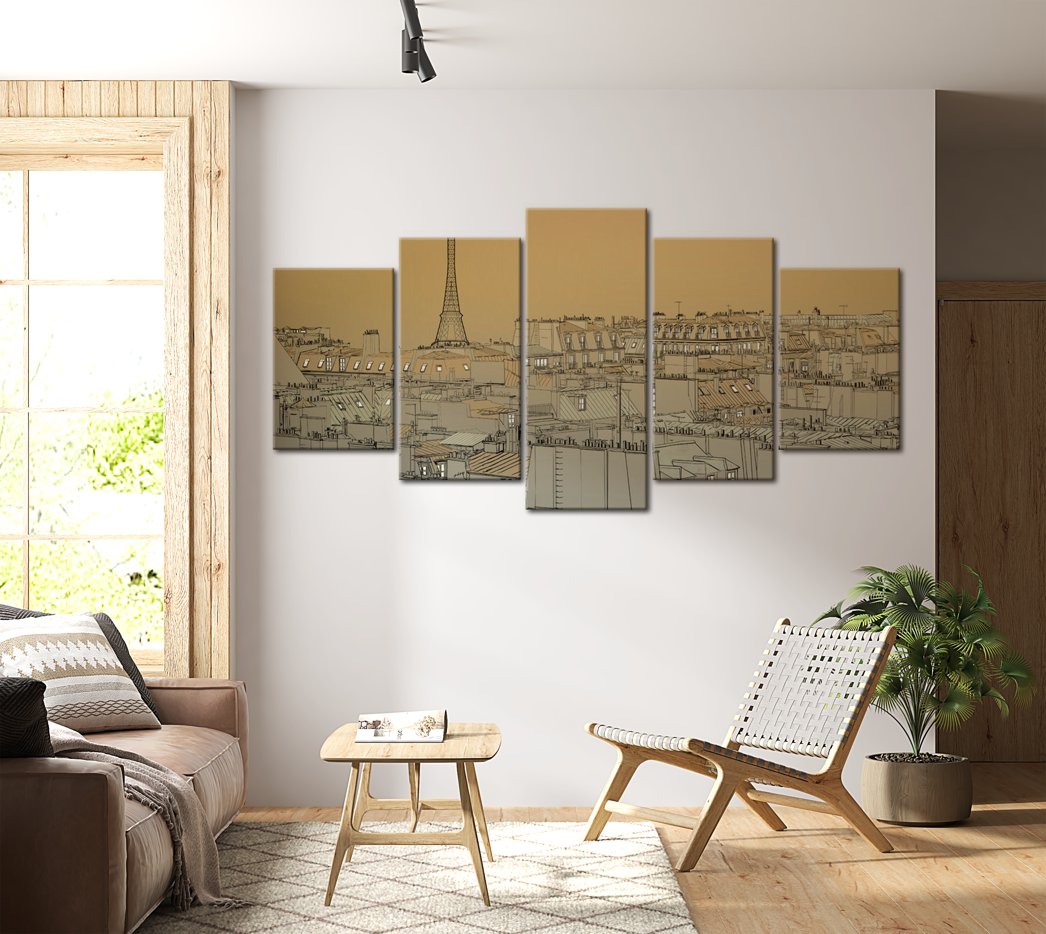 Vintage Canvas Wall Art - Parisian Sky - 5 Pieces
