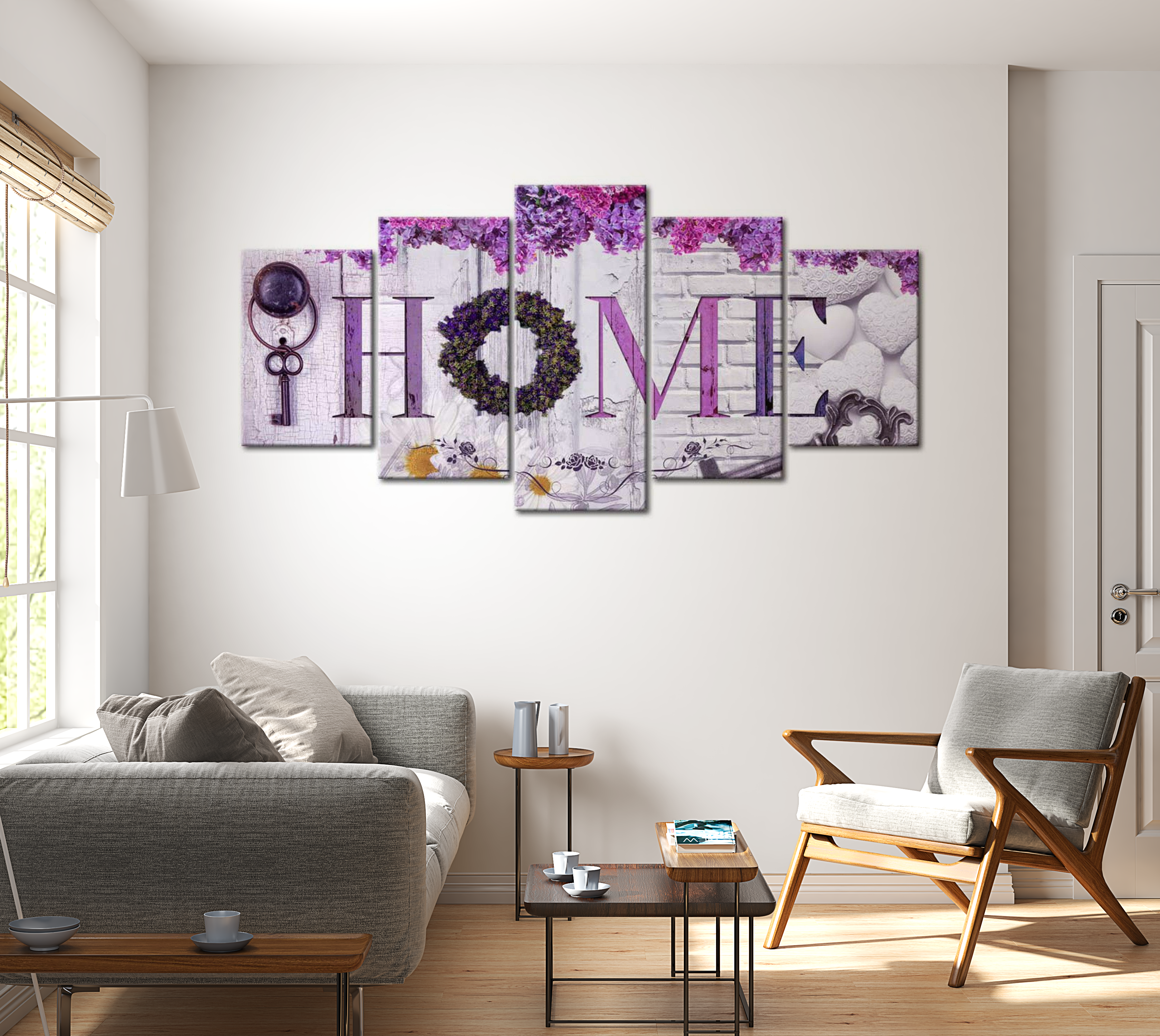 Stretched Canvas Vintage Art - Purple House 40"Wx20"H