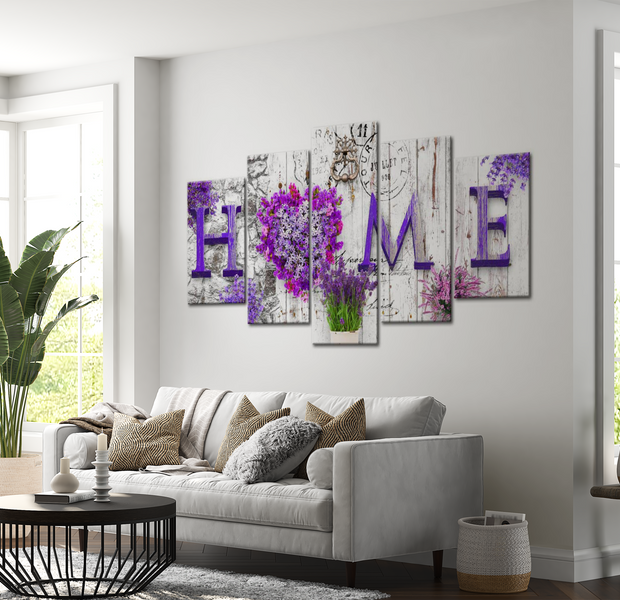 Vintage Canvas Wall Art - Purple Spring Home - 5 Pieces