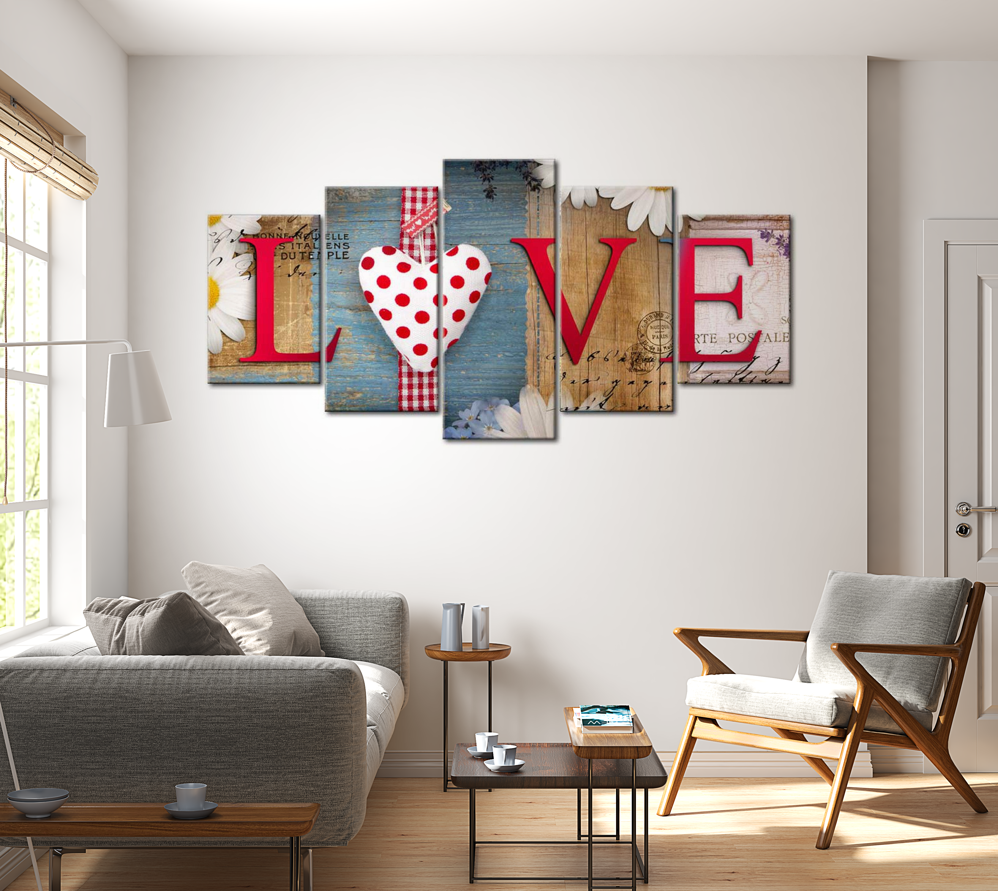 Stretched Canvas Vintage Art - Love - Handmade 40"Wx20"H