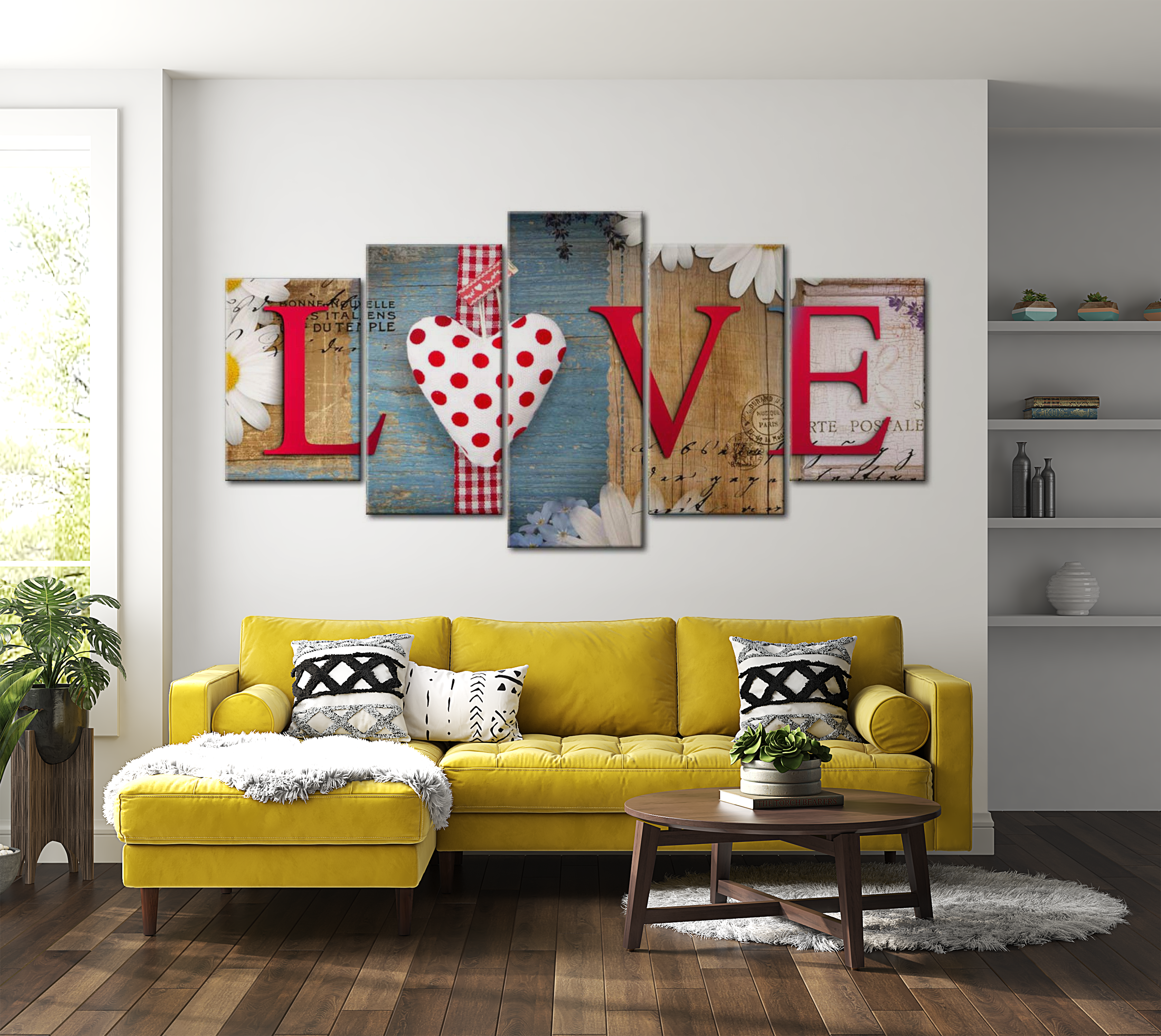 Stretched Canvas Vintage Art - Love - Handmade 40"Wx20"H