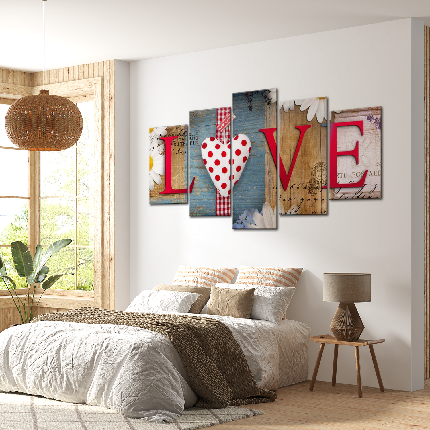 Stretched Canvas Vintage Art - Love - Handmade 40"Wx20"H