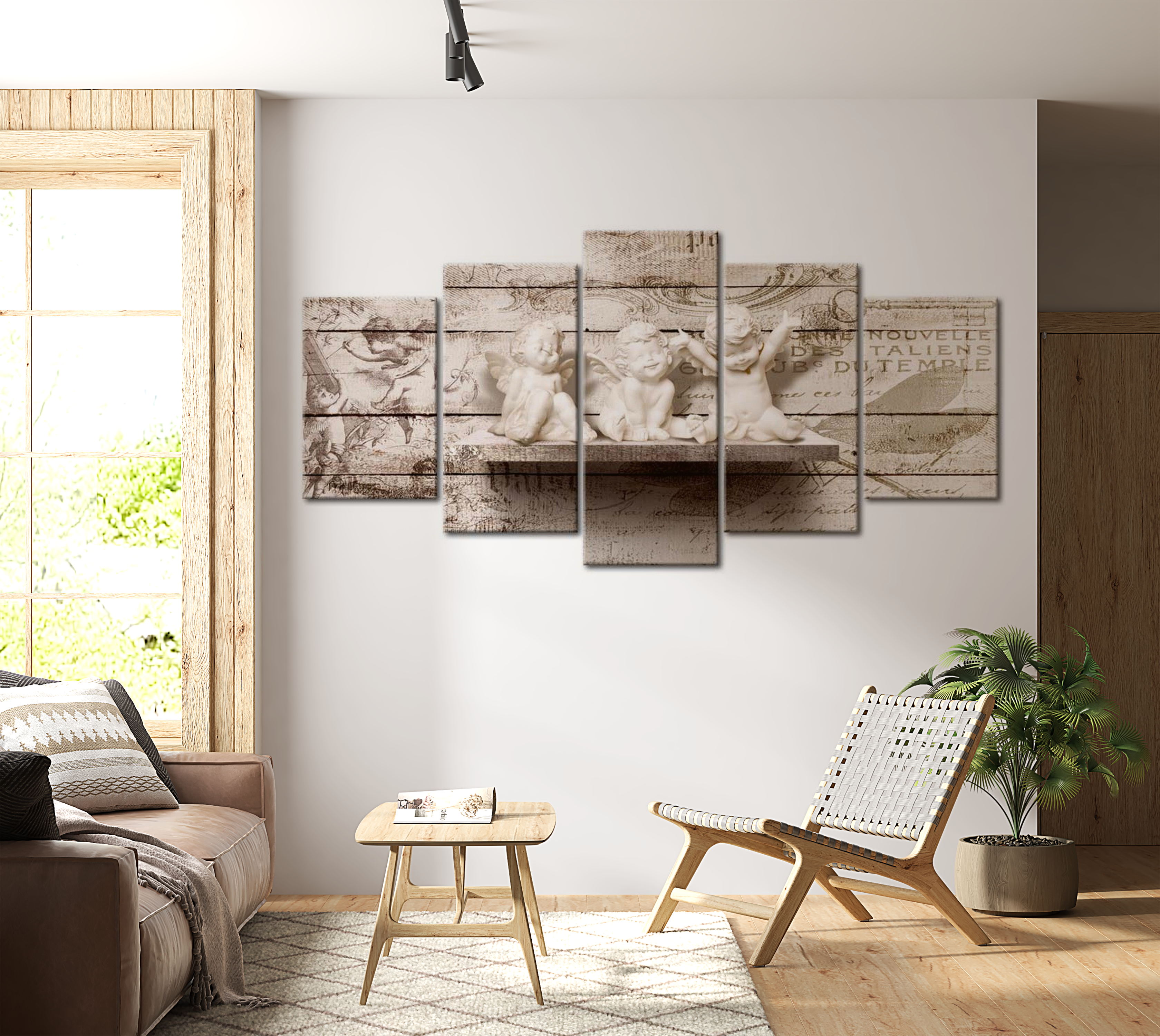 Vintage Canvas Wall Art - Three Little Angles - 5 Pieces