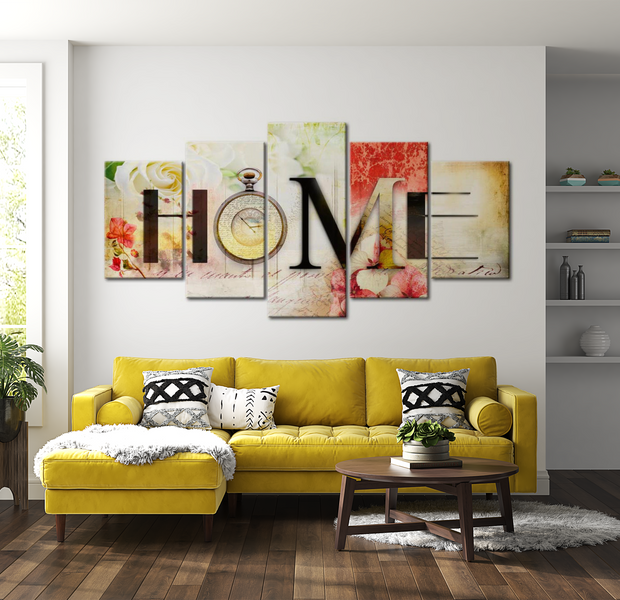 Vintage Canvas Wall Art - Time At Home - 5 Pieces