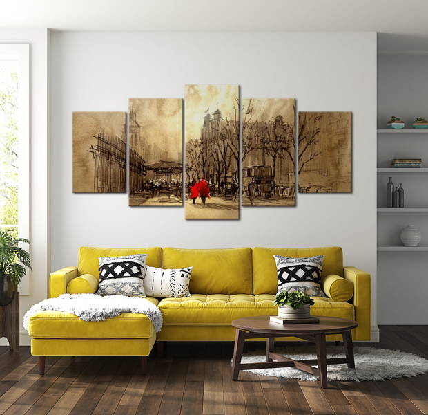 Vintage Canvas Wall Art - Time Travels - 5 Pieces