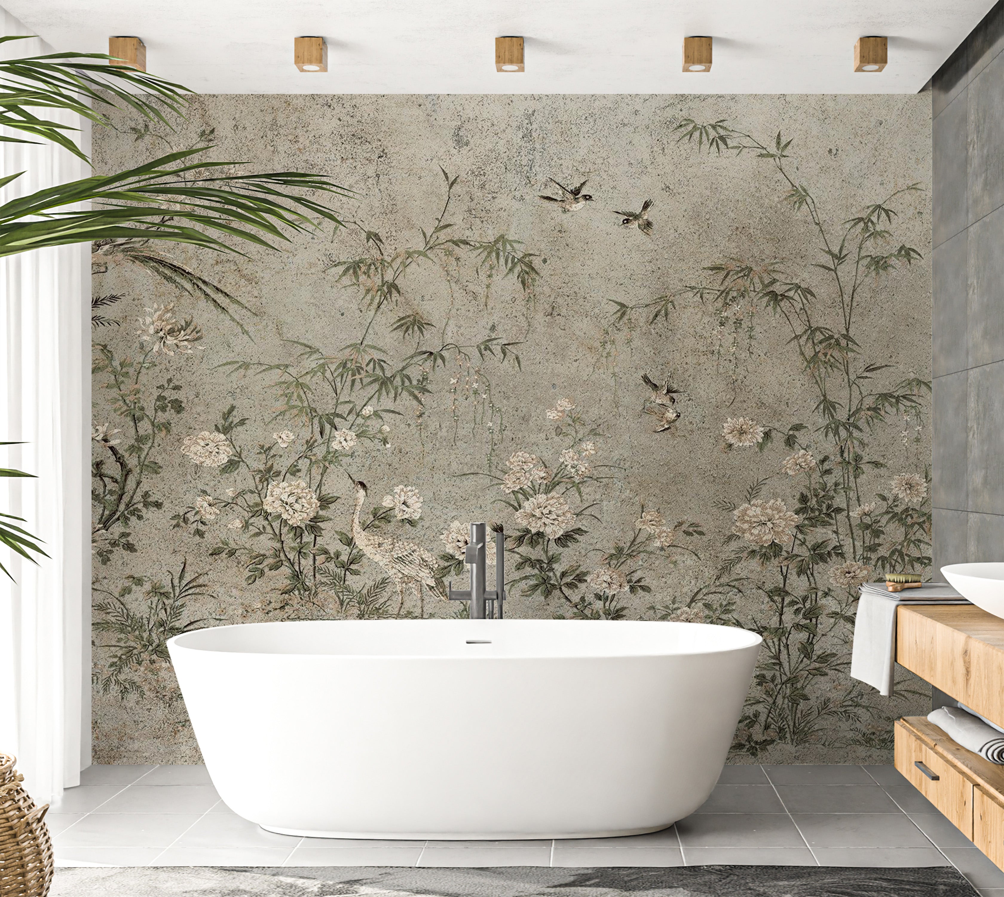 Vintage Wallpaper Wall Mural - Eastern Fresco 39"Wx27"H / Regular