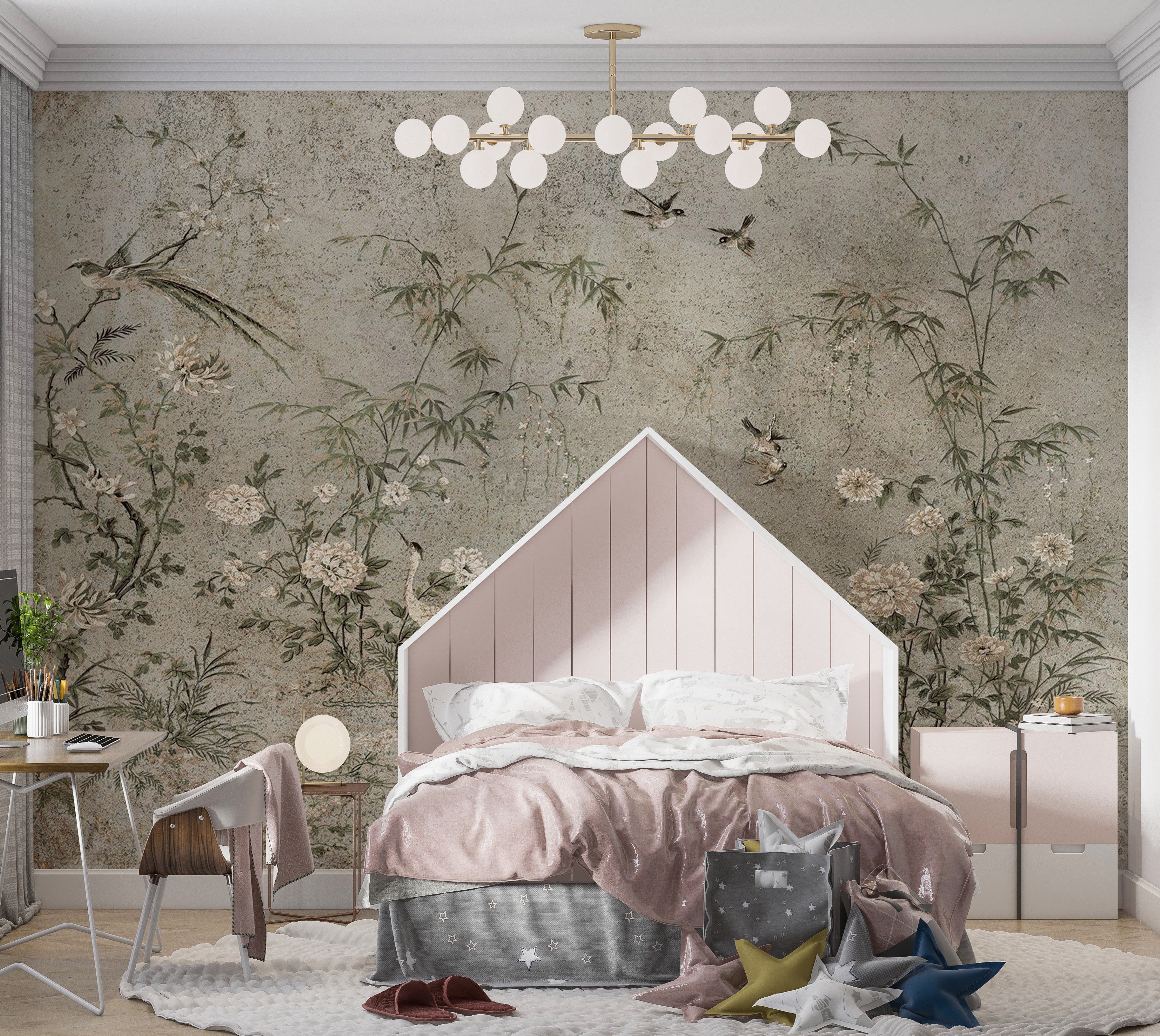 Vintage Wallpaper Wall Mural - Eastern Fresco 39"Wx27"H / Regular