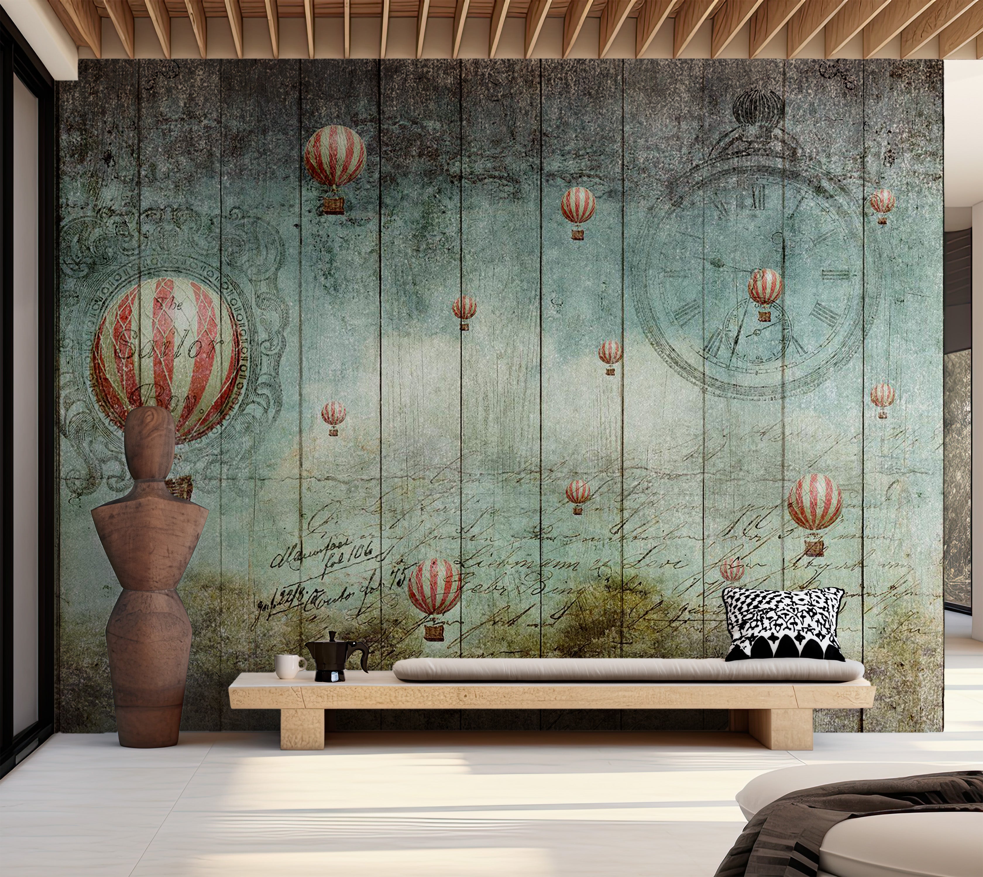 Vintage Wallpaper Wall Mural - Flying Adventure 39"Wx27"H / Regular