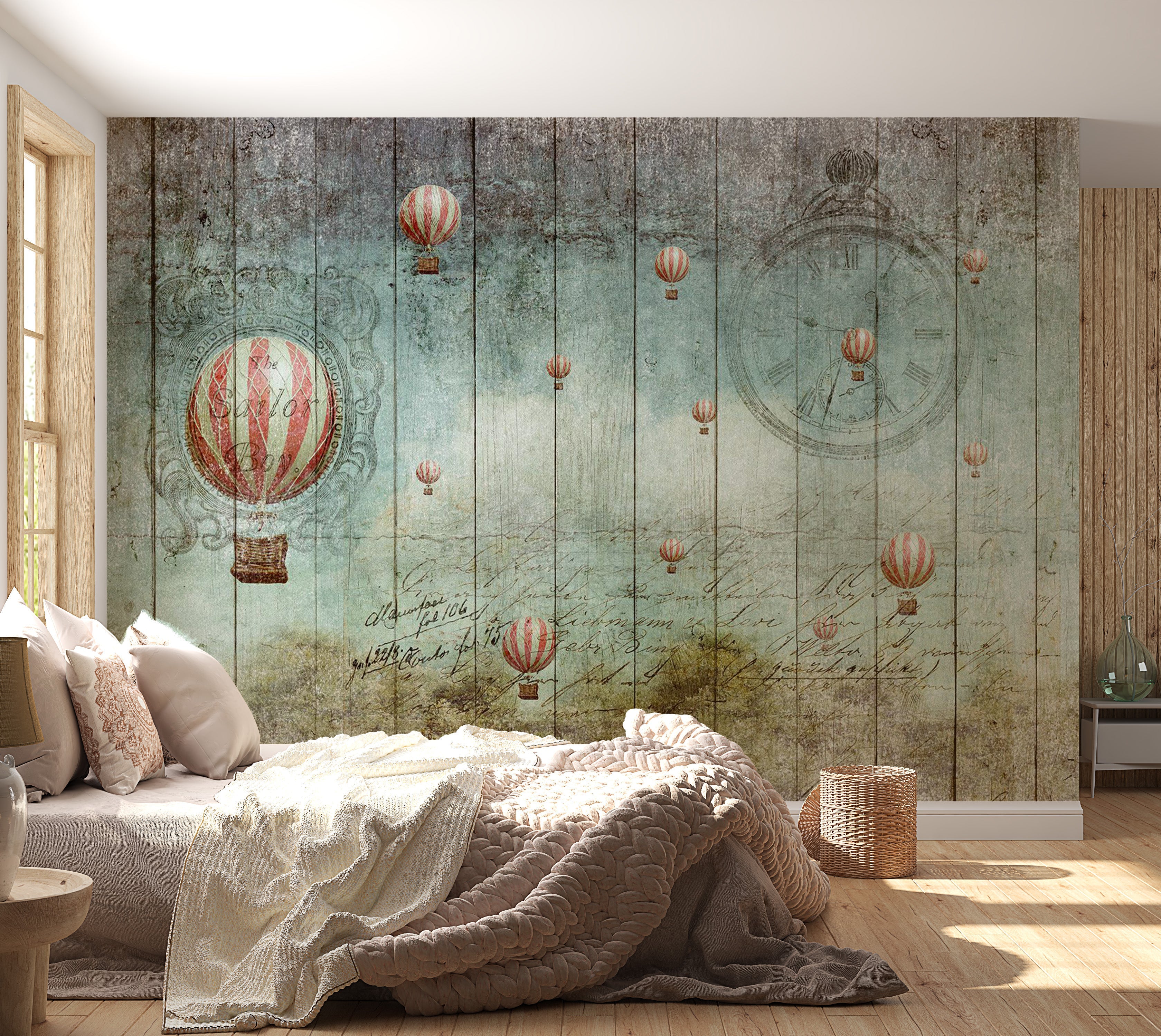 Vintage Wallpaper Wall Mural - Flying Adventure 39"Wx27"H / Regular