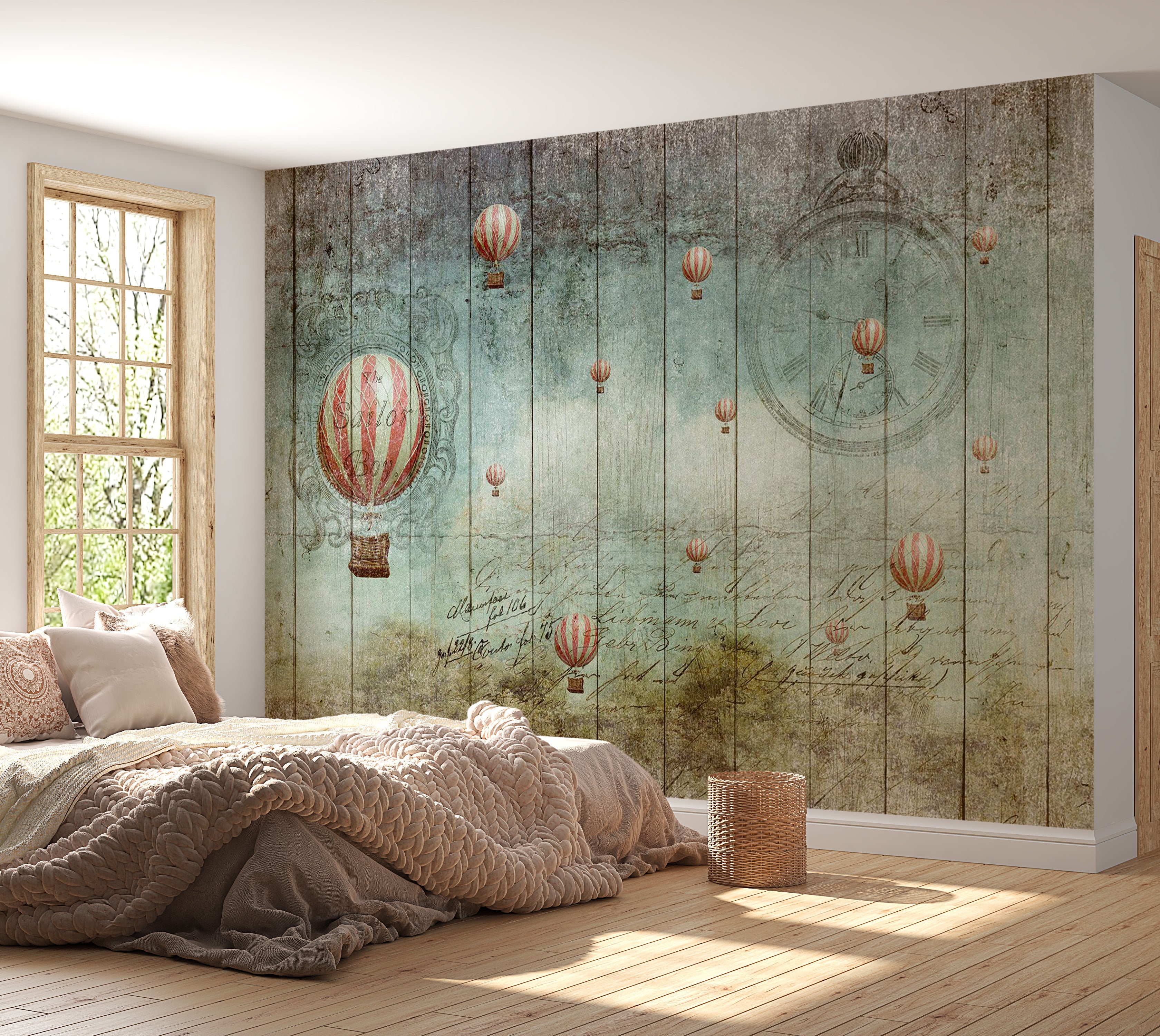 Vintage Wallpaper Wall Mural - Flying Adventure 39"Wx27"H / Regular