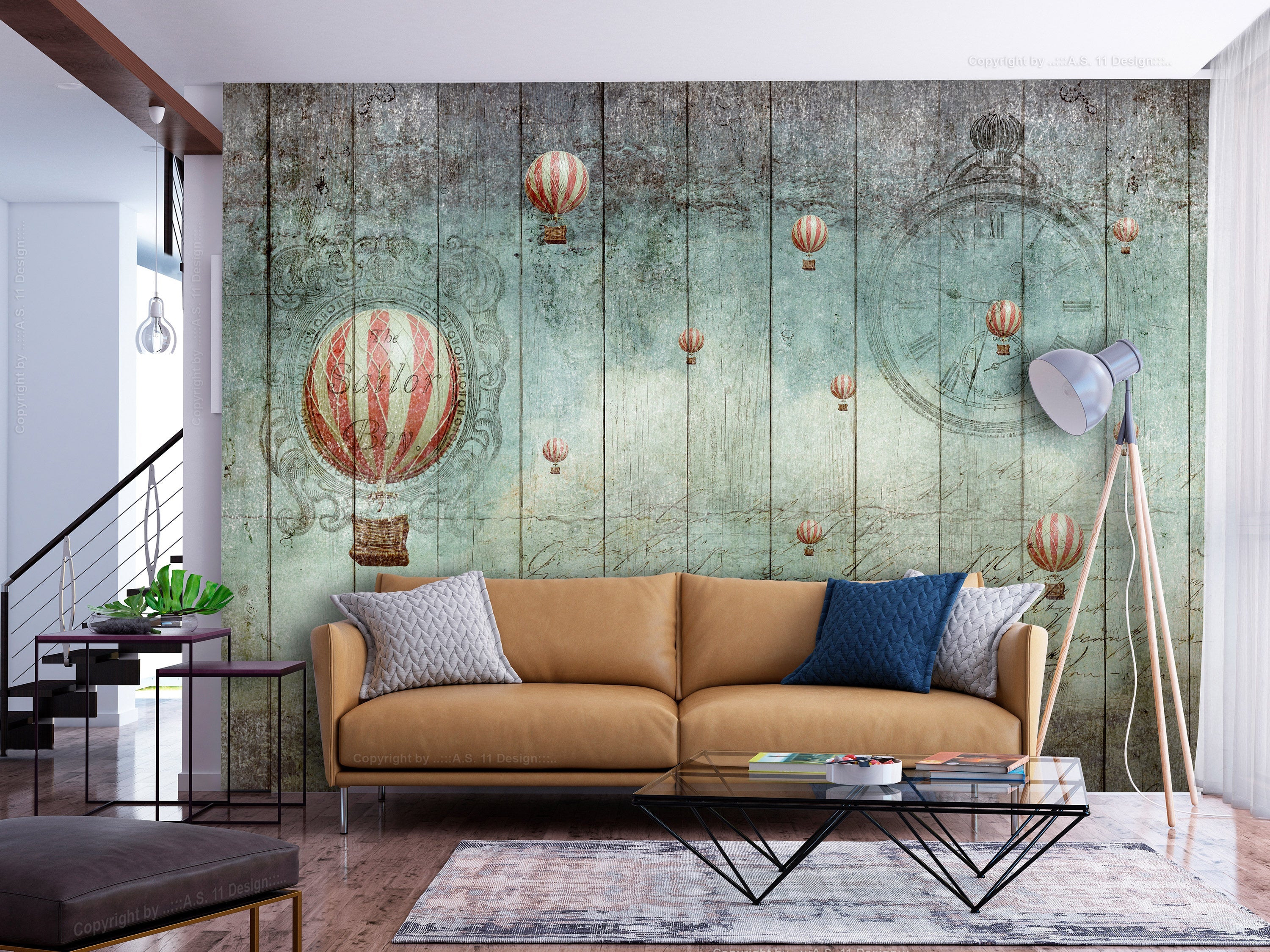 Vintage Wallpaper Wall Mural - Flying Adventure