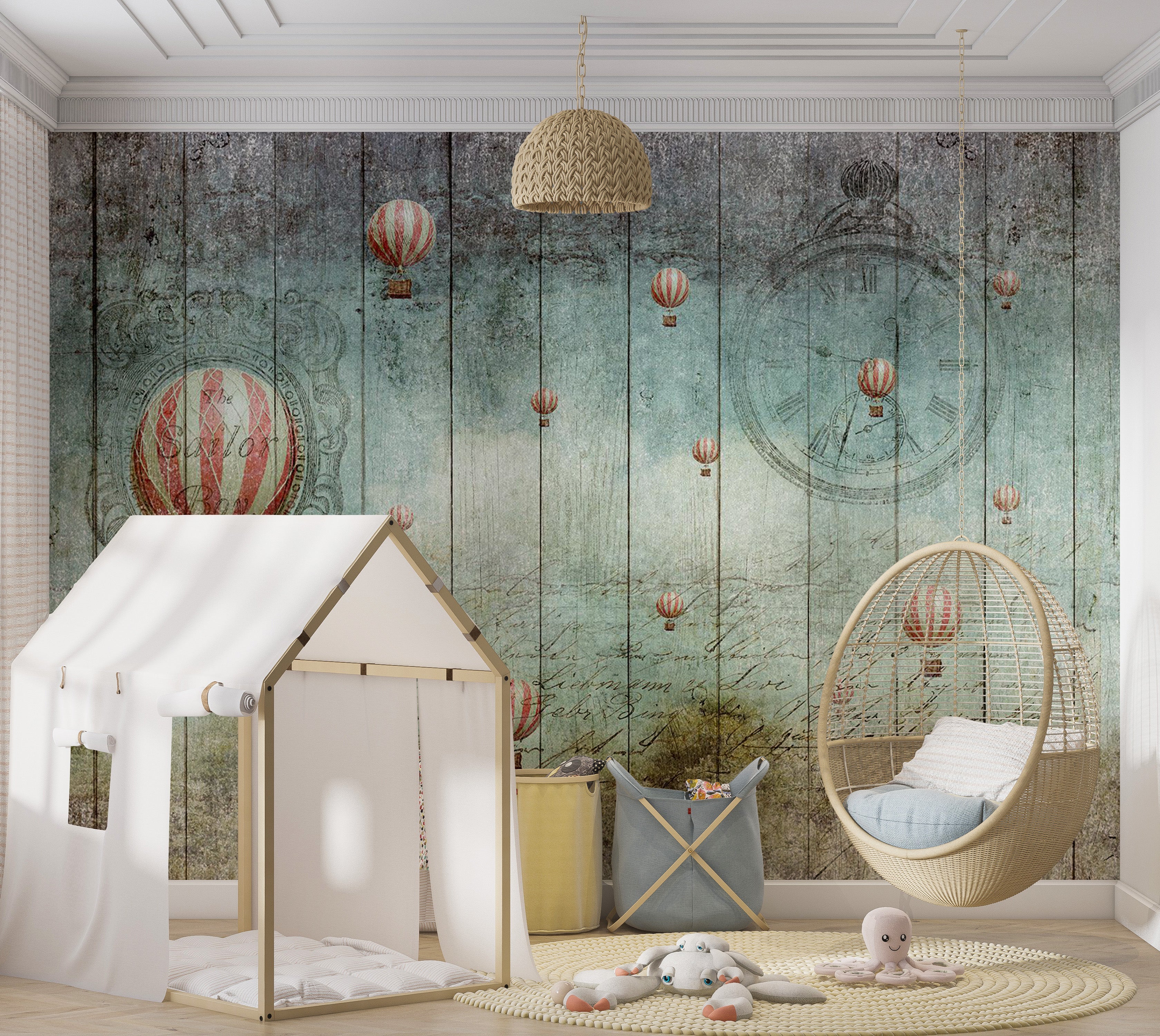 Vintage Wallpaper Wall Mural - Flying Adventure 39"Wx27"H / Regular